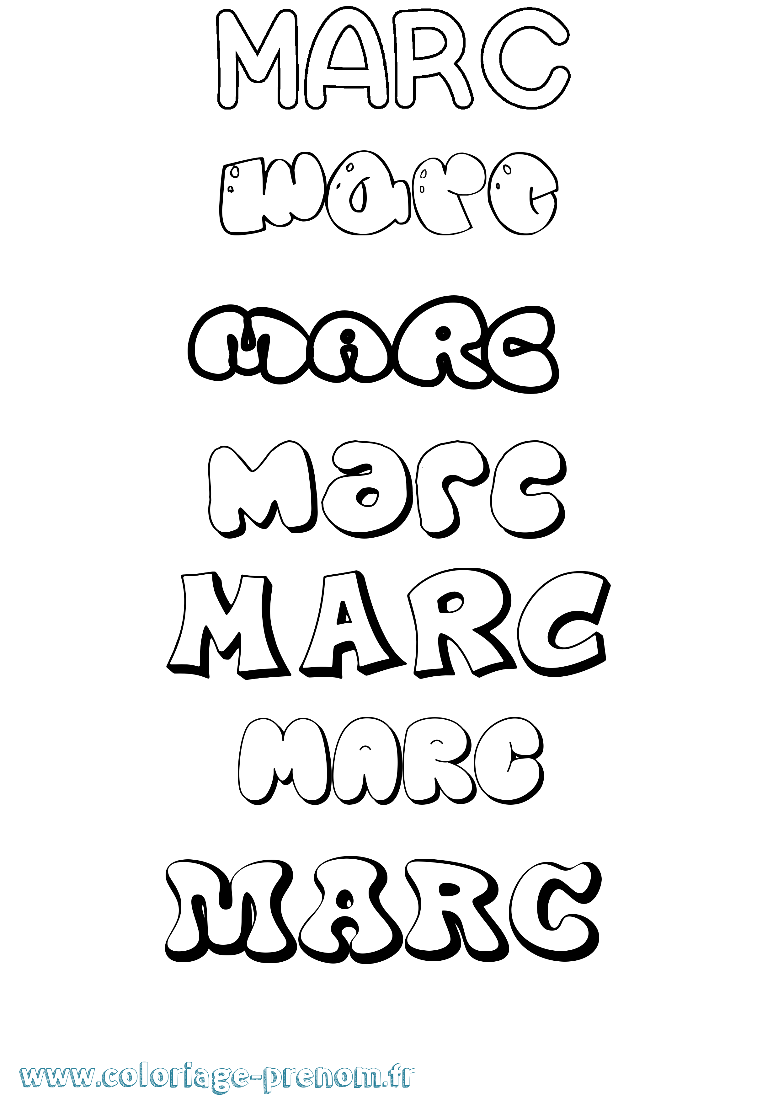 Coloriage prénom Marc Bubble