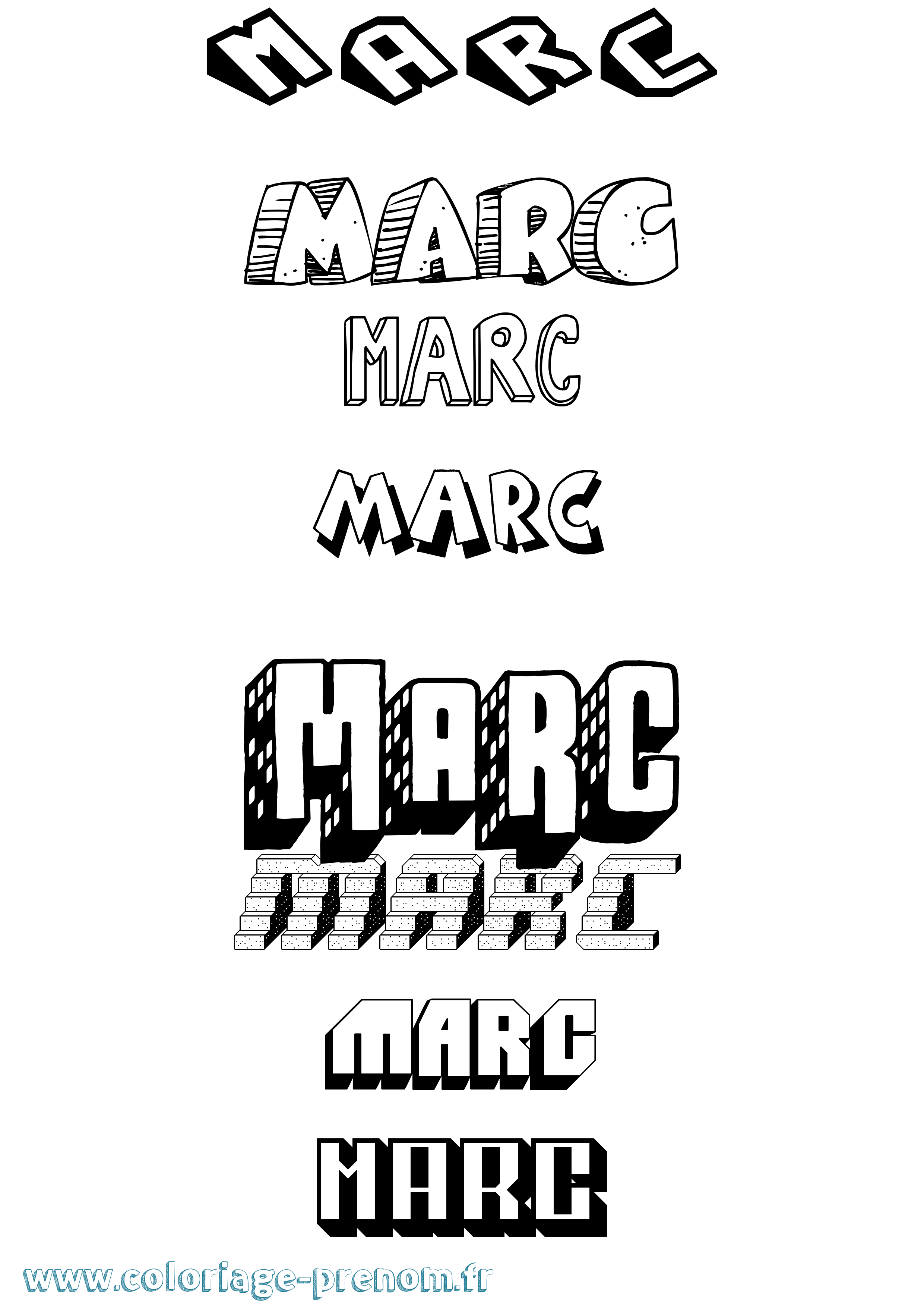 Coloriage prénom Marc Effet 3D