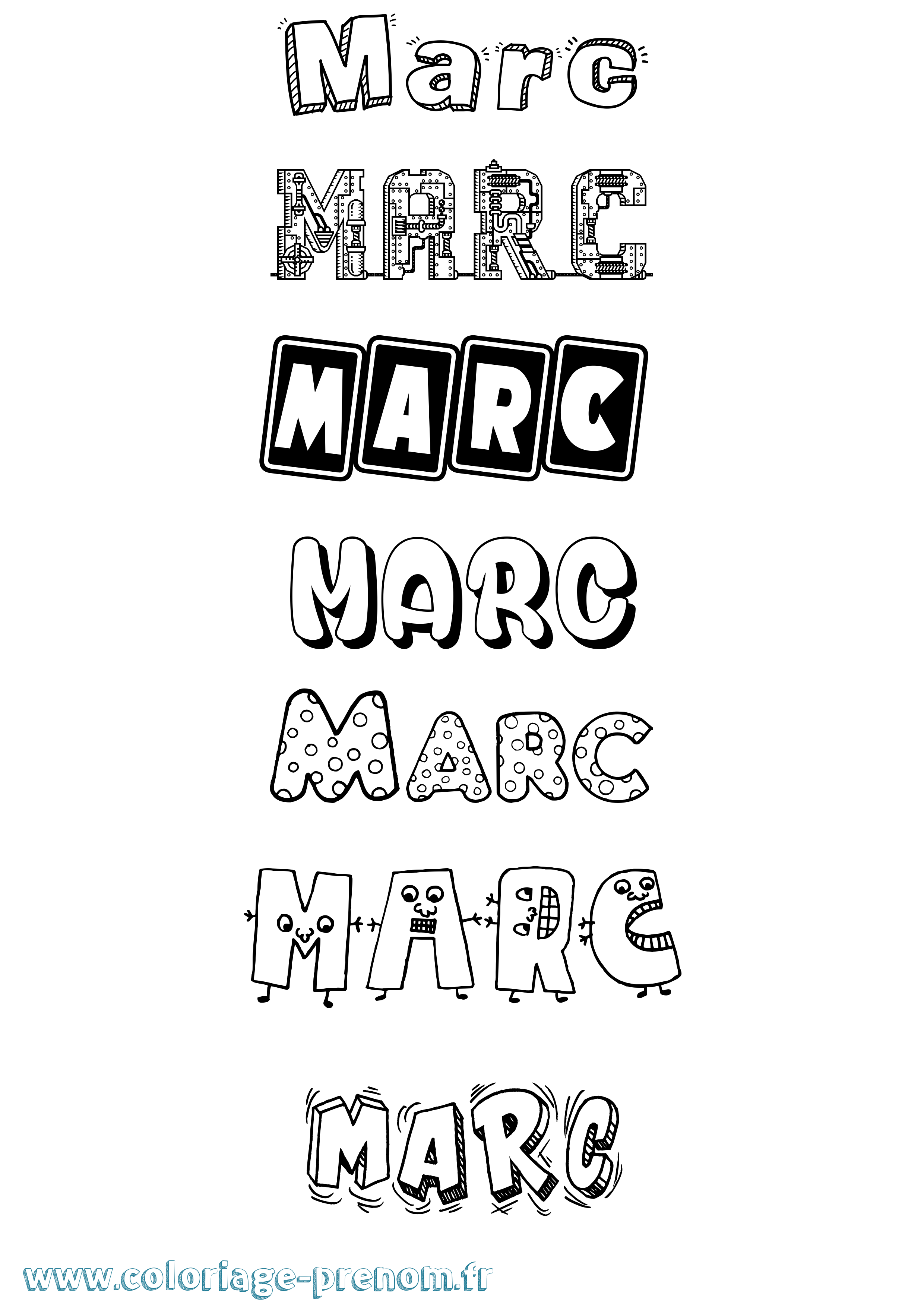 Coloriage prénom Marc Fun