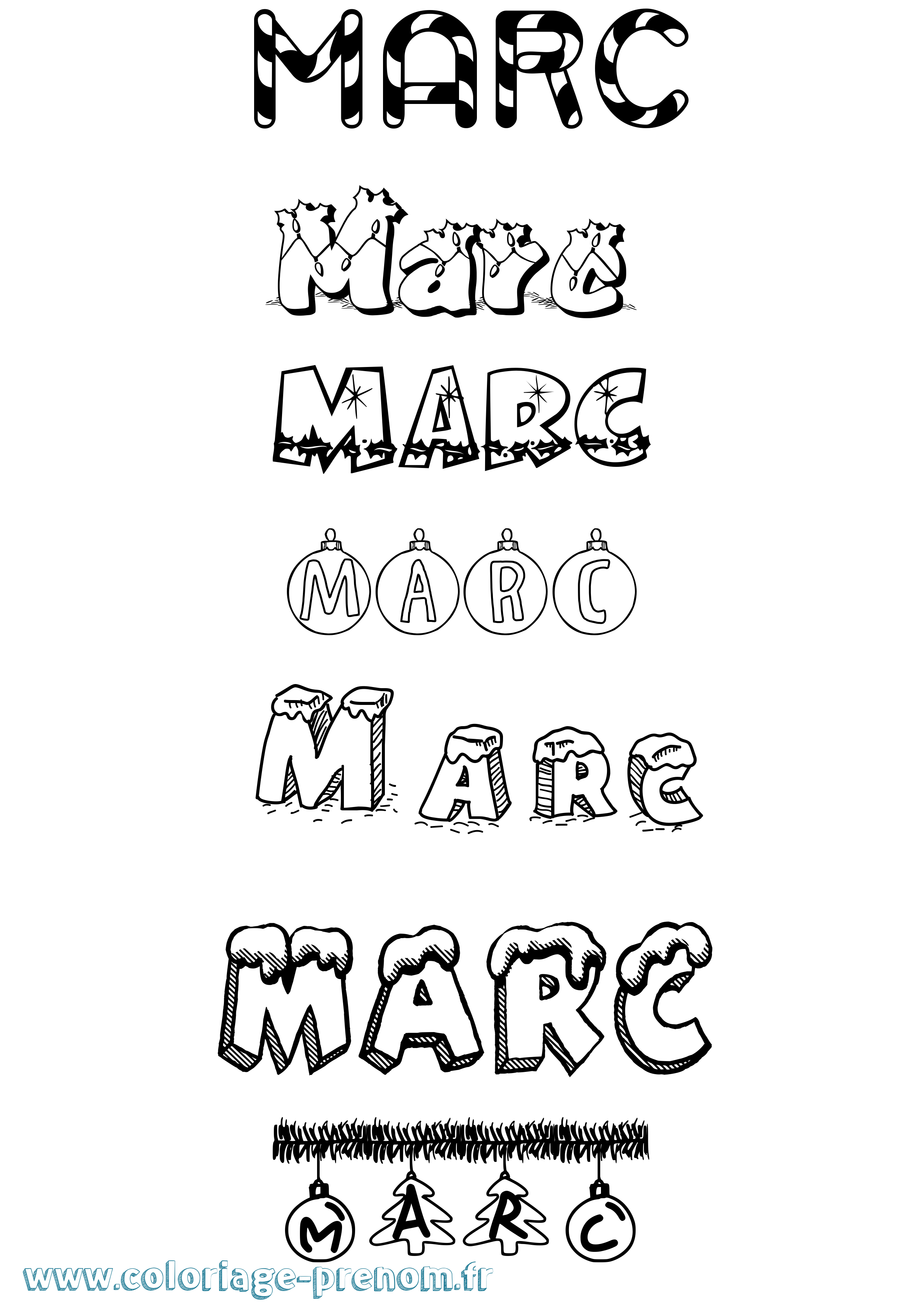 Coloriage prénom Marc Noël