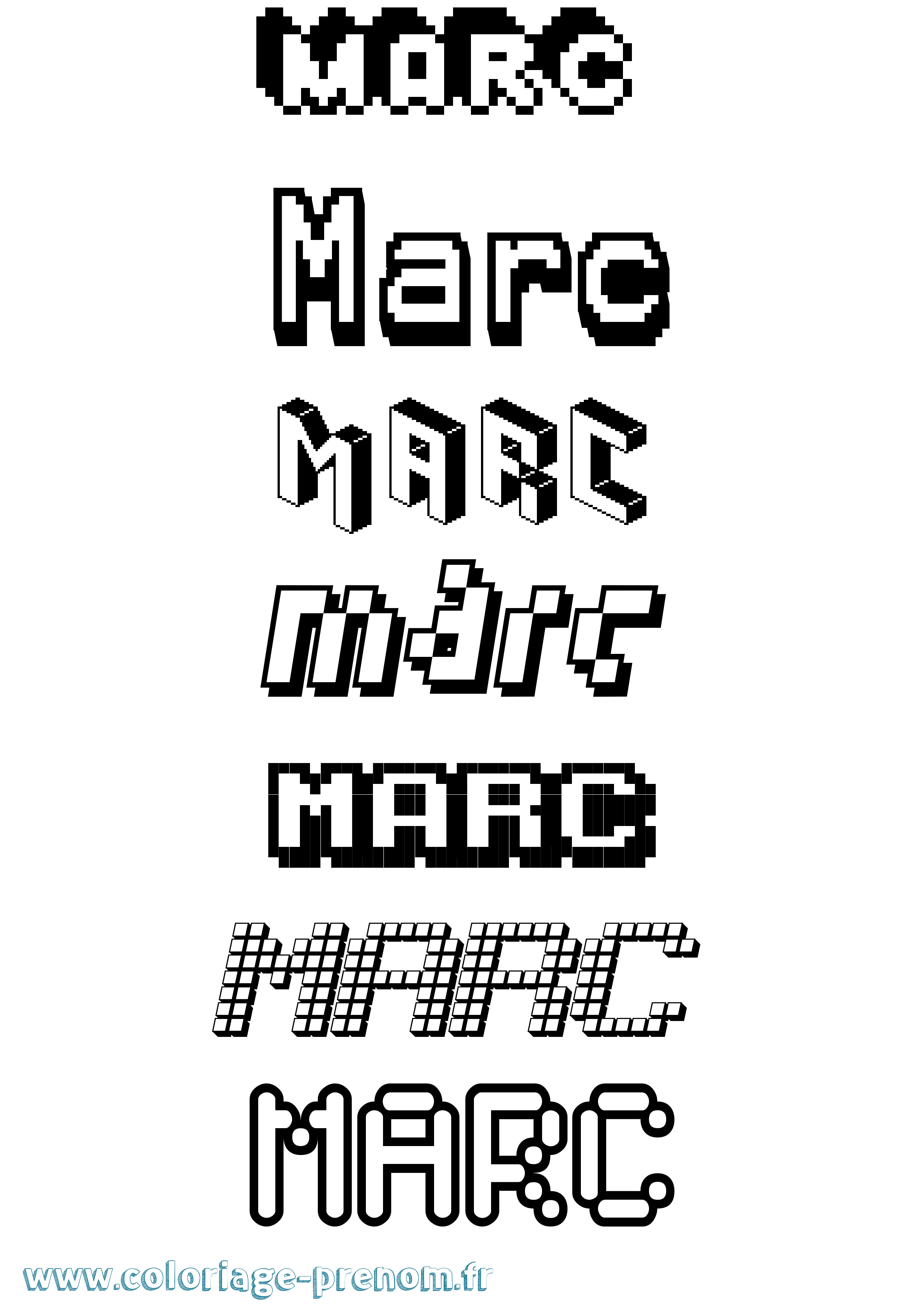 Coloriage prénom Marc Pixel