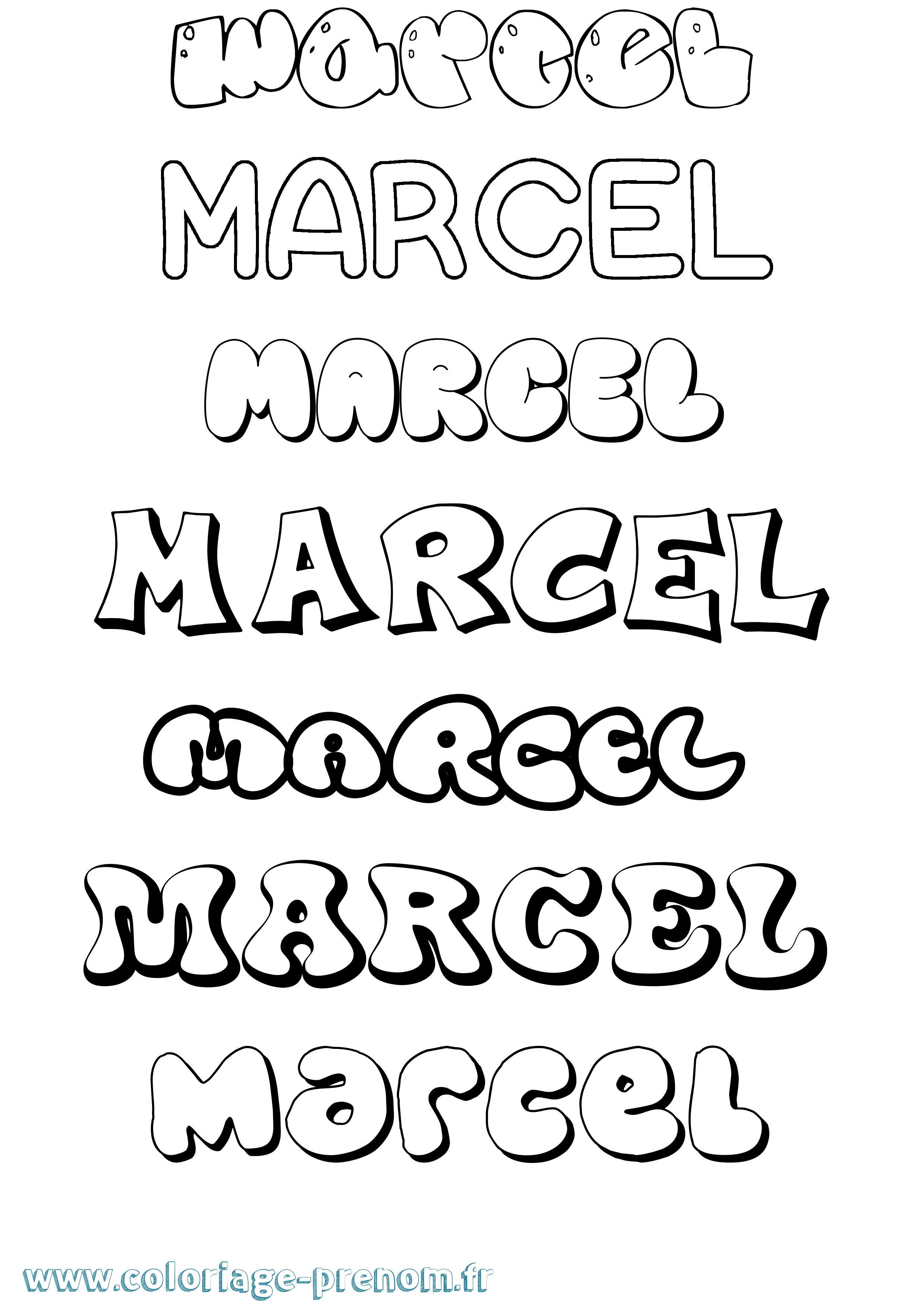 Coloriage prénom Marcel Bubble
