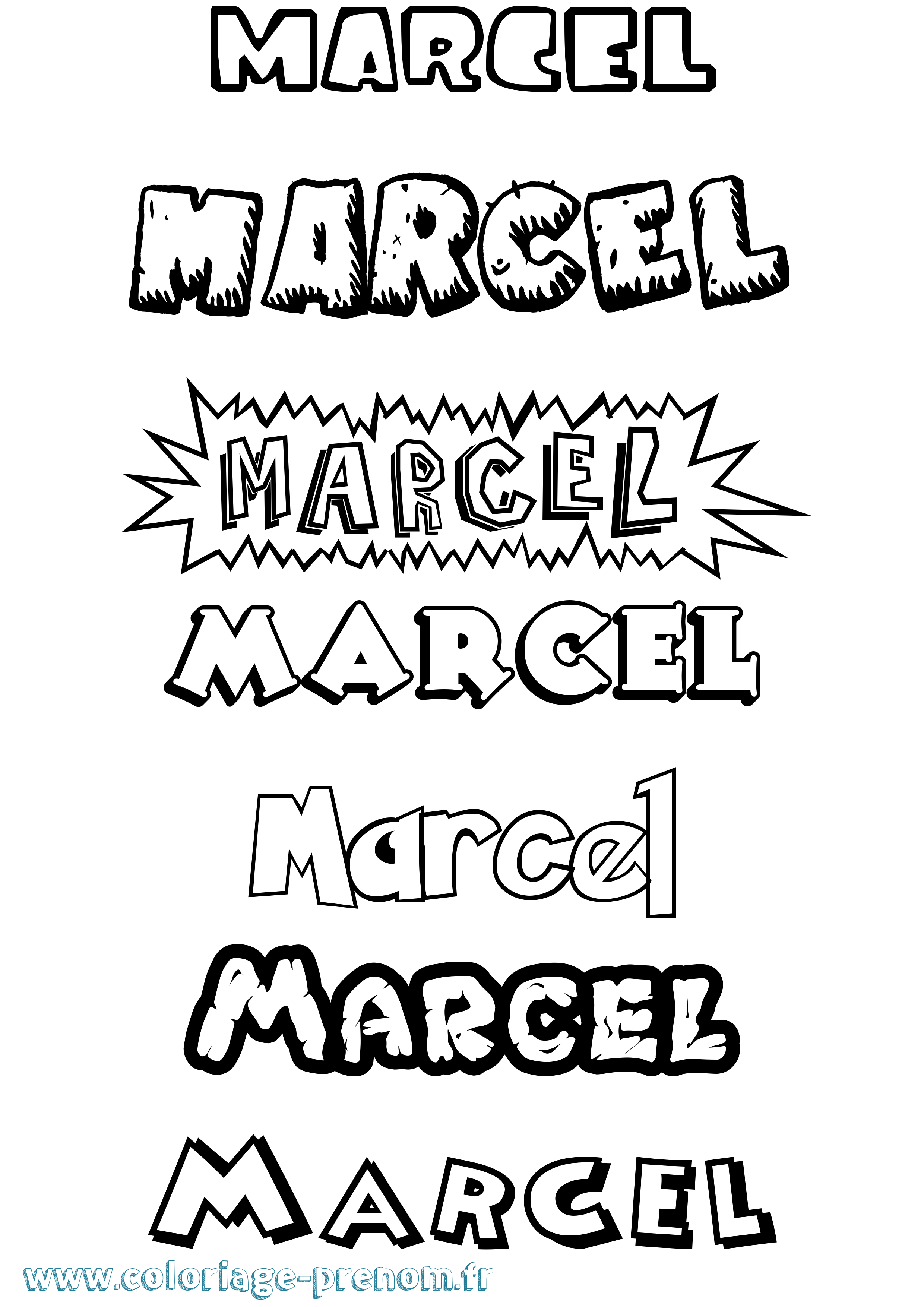 Coloriage prénom Marcel Dessin Animé