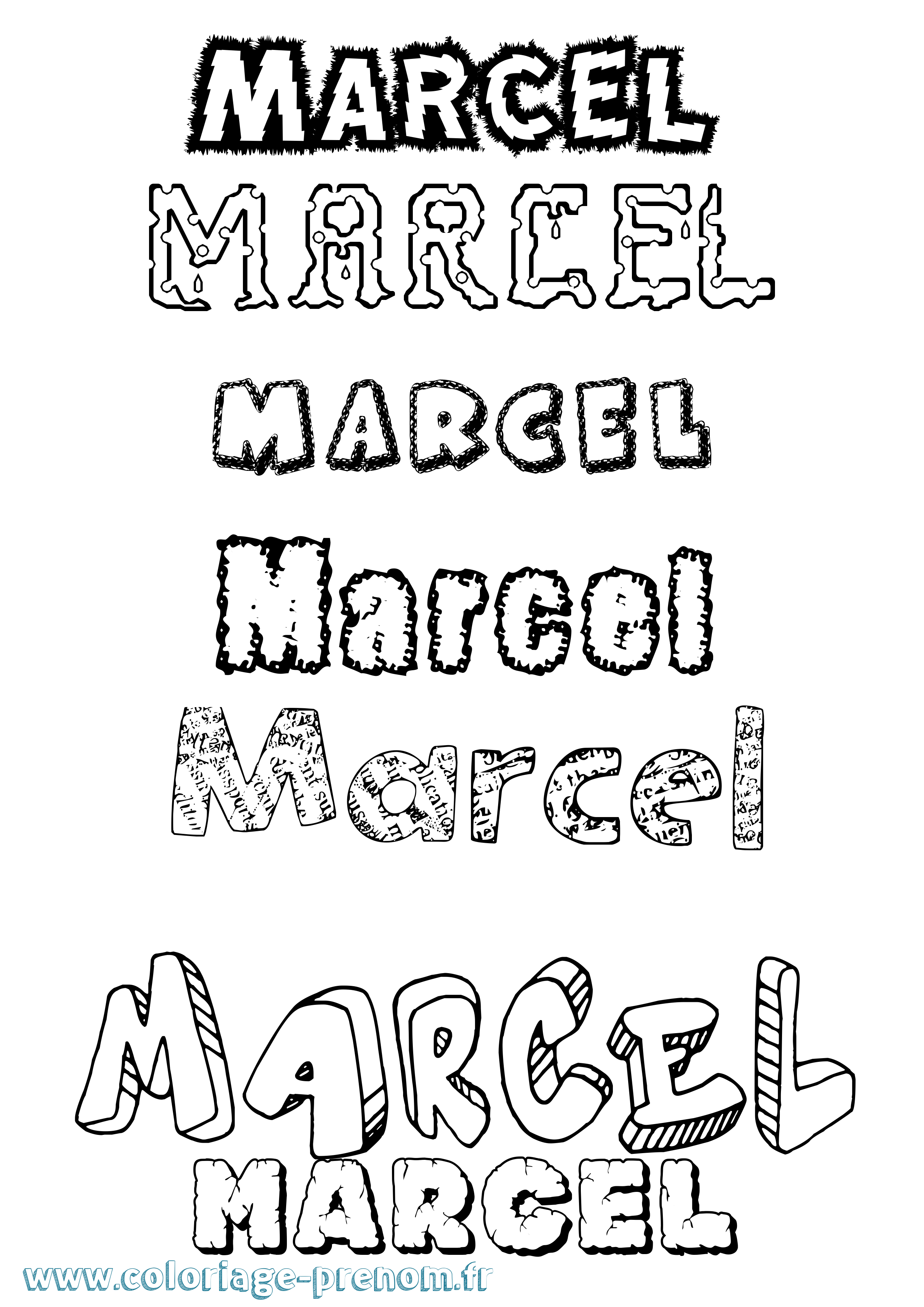 Coloriage prénom Marcel Destructuré