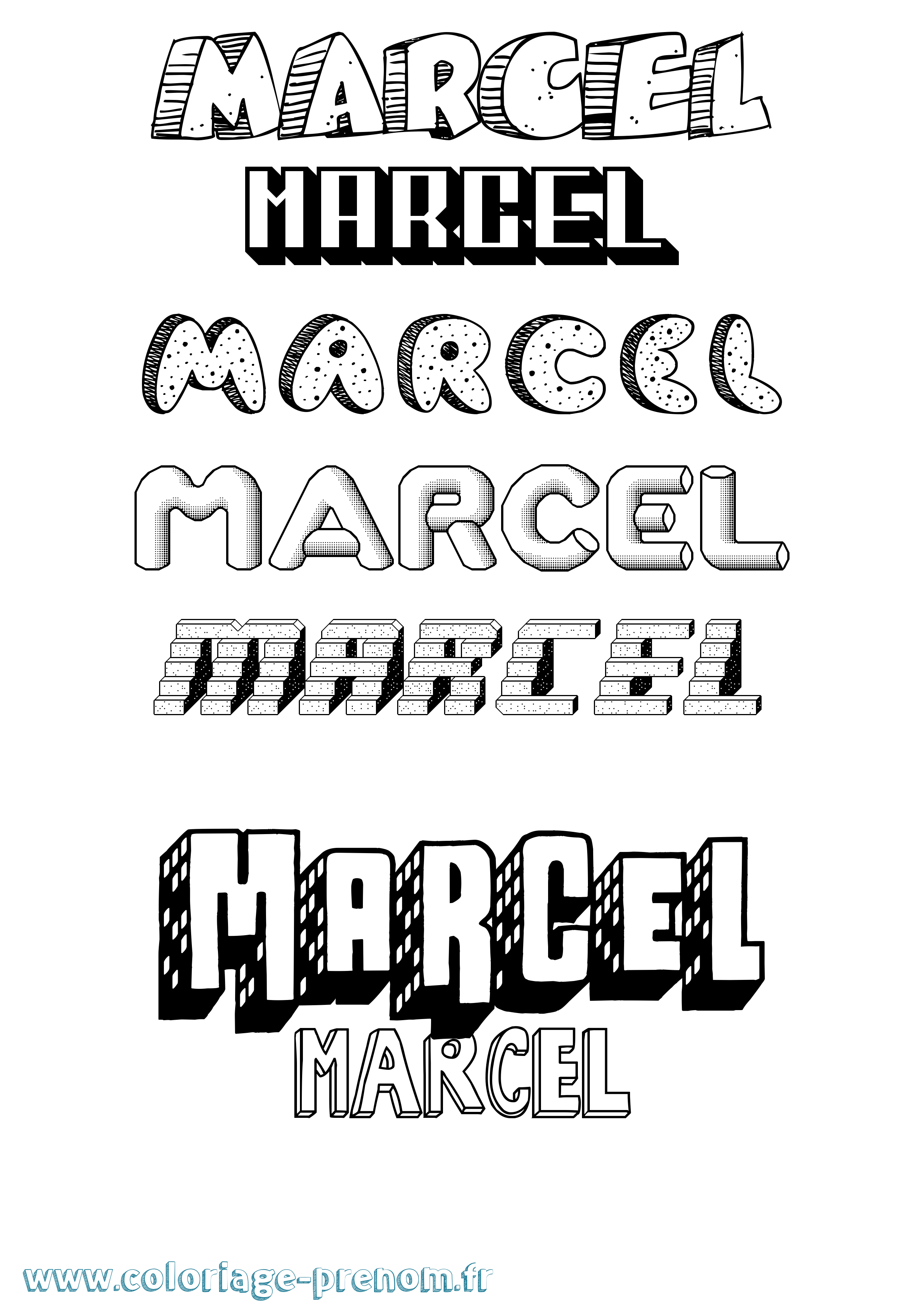 Coloriage prénom Marcel Effet 3D