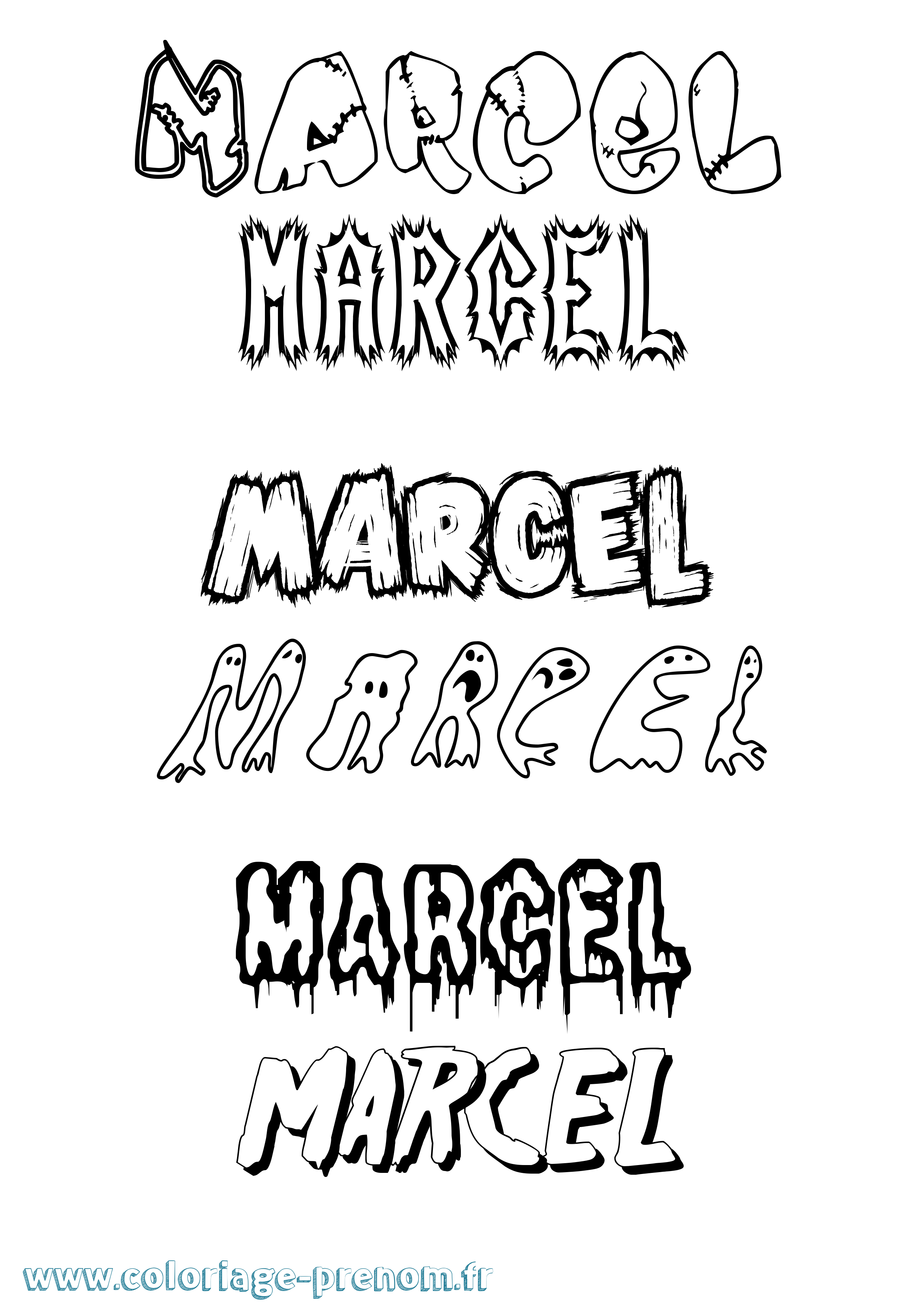 Coloriage prénom Marcel Frisson