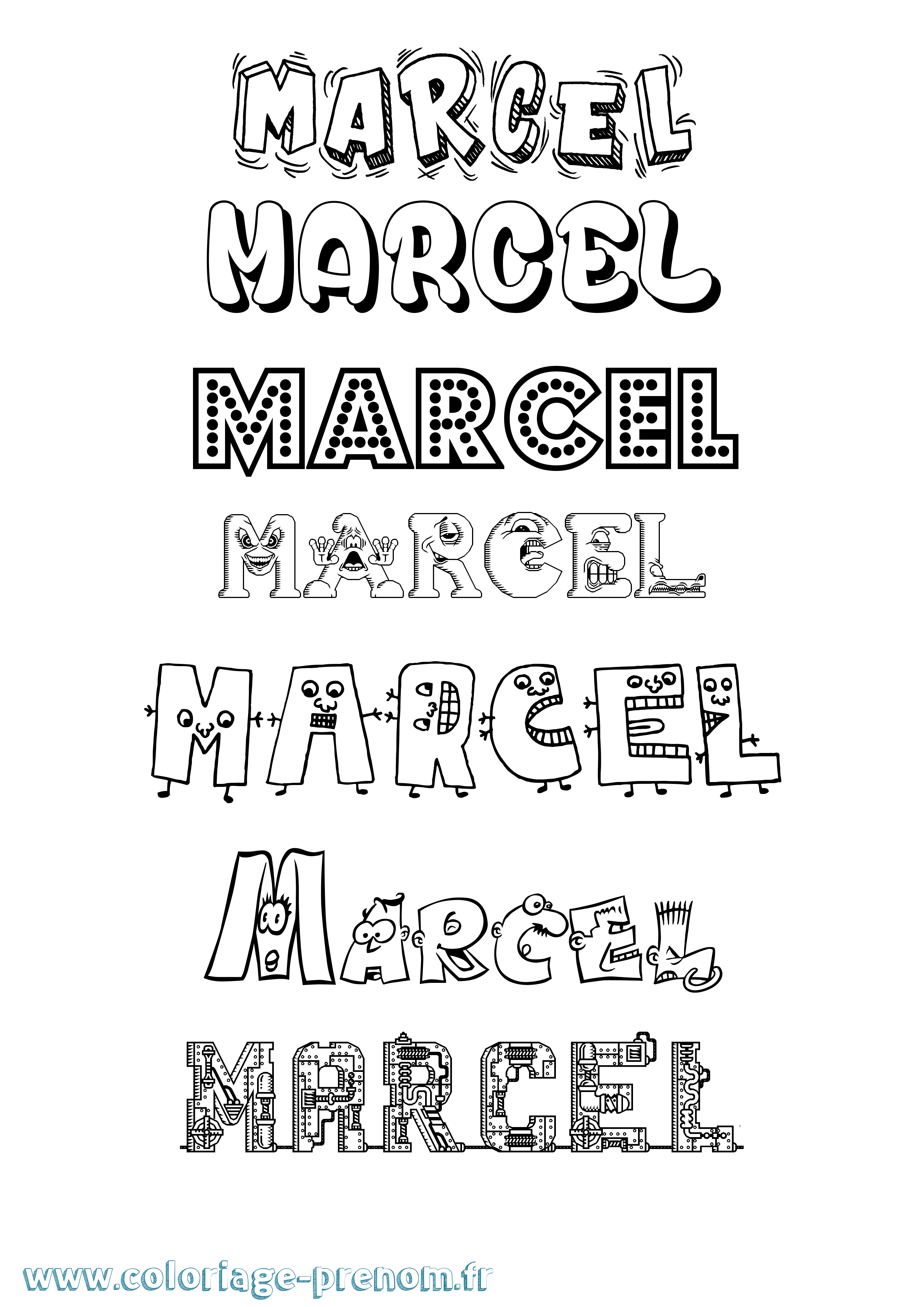 Coloriage prénom Marcel Fun