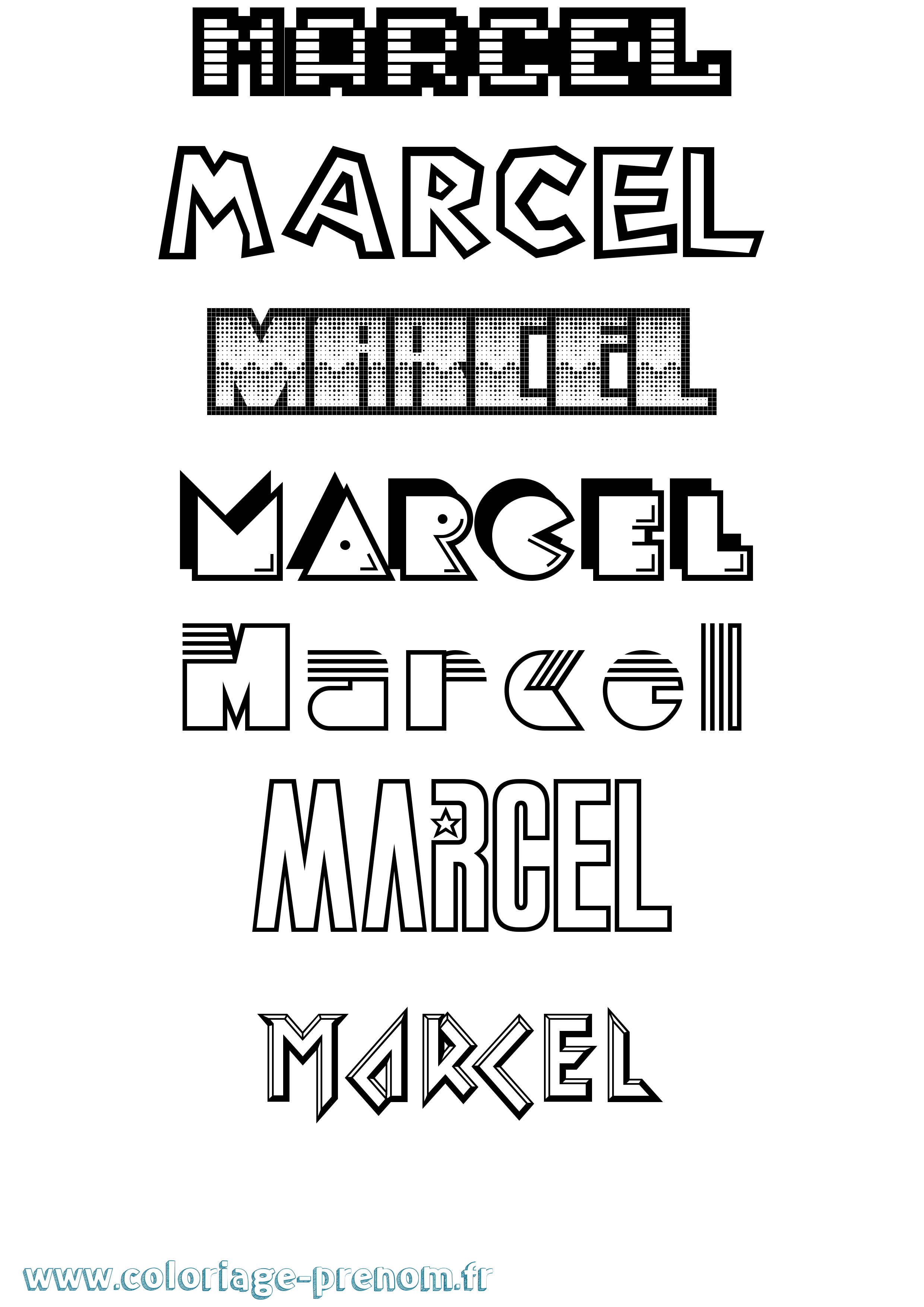 Coloriage prénom Marcel