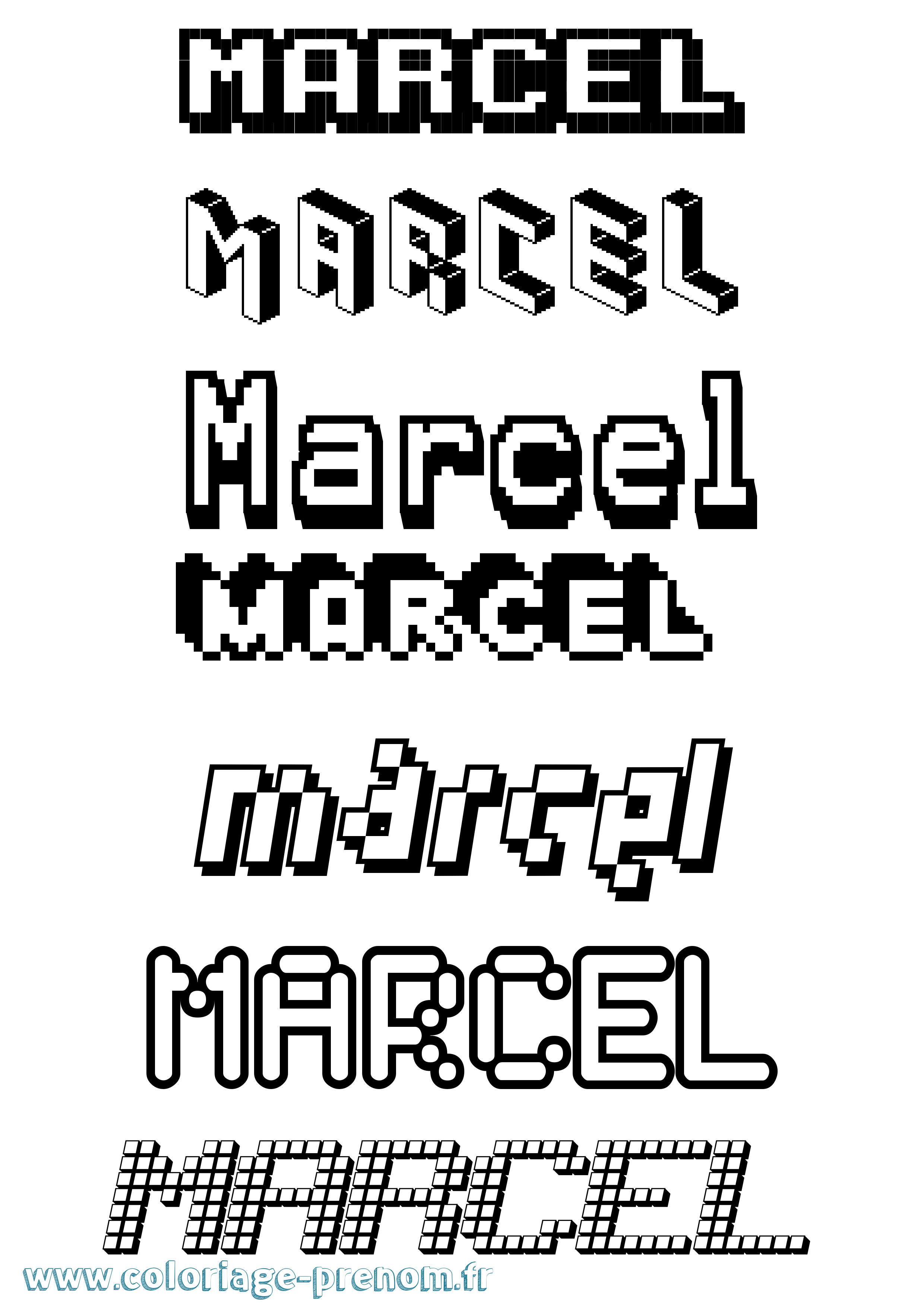 Coloriage prénom Marcel Pixel