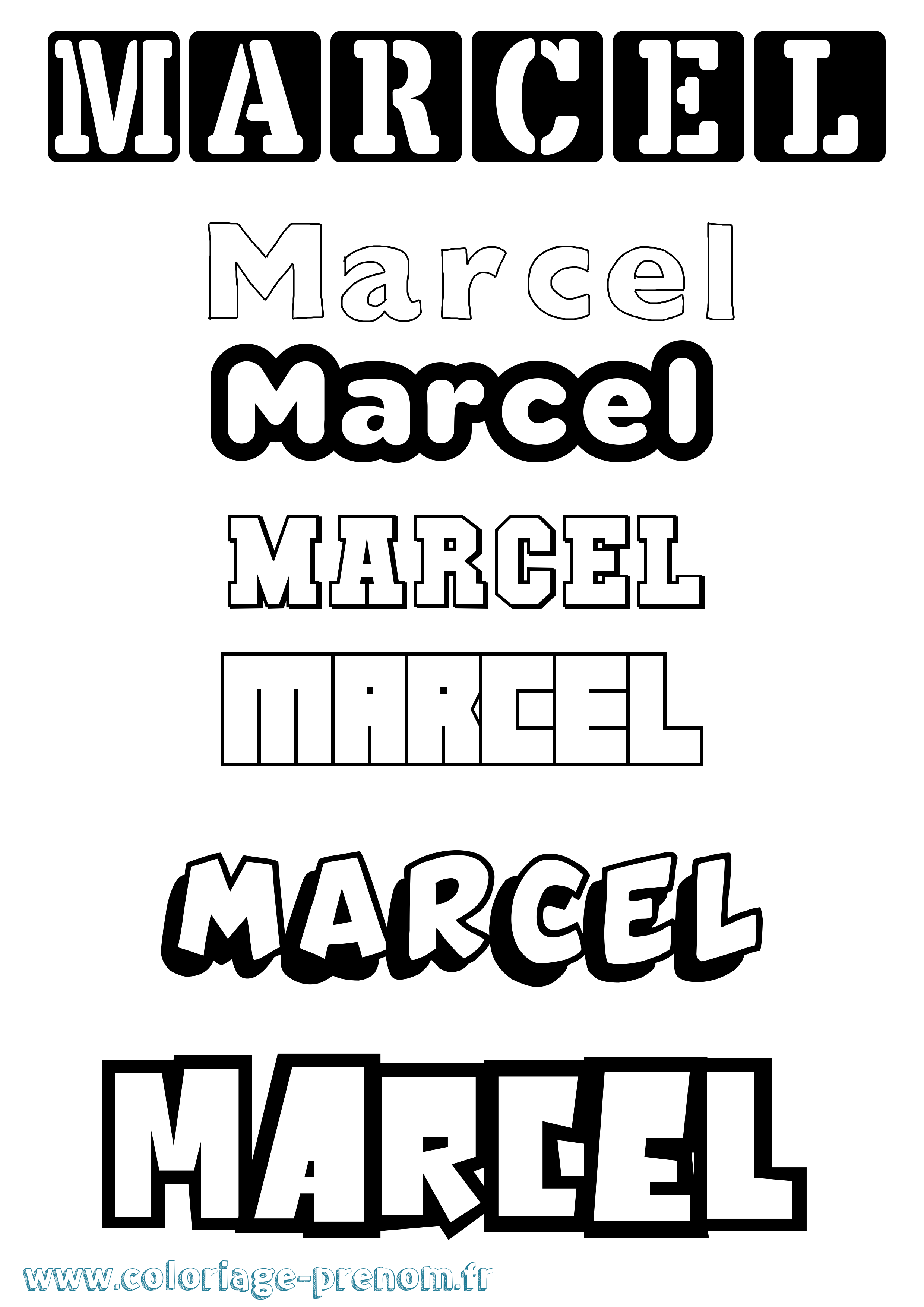Coloriage prénom Marcel Simple