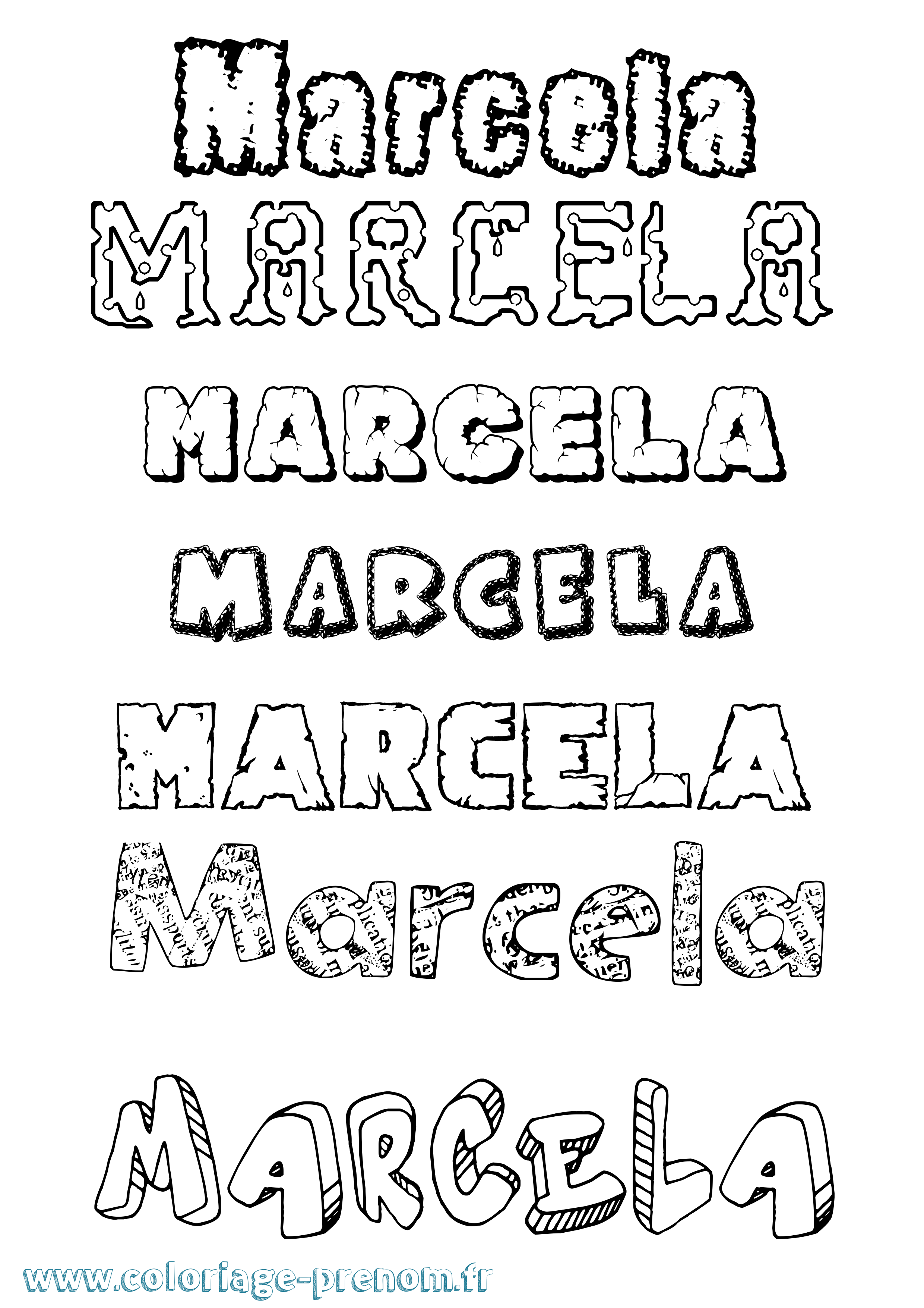 Coloriage prénom Marcela Destructuré