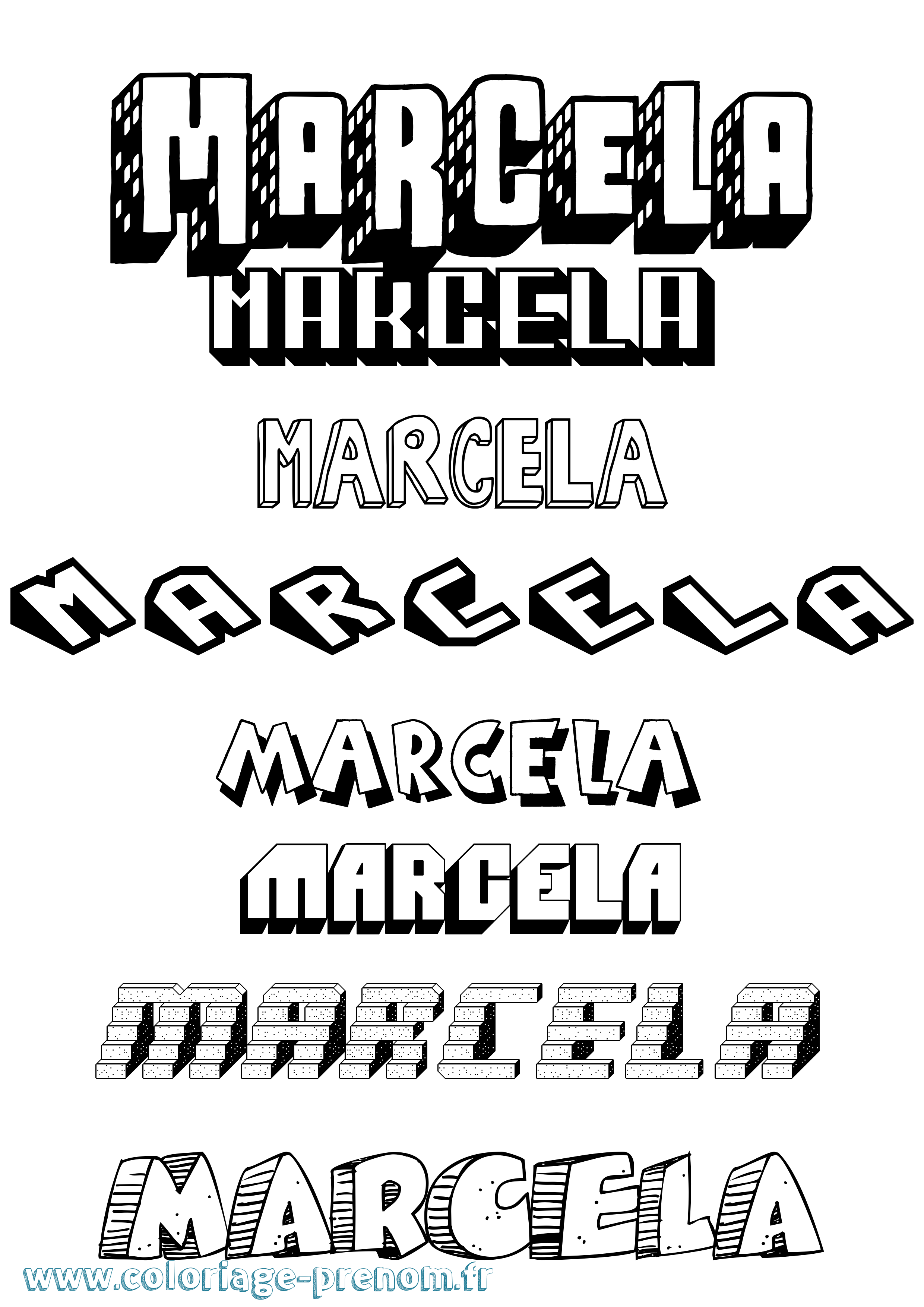 Coloriage prénom Marcela Effet 3D