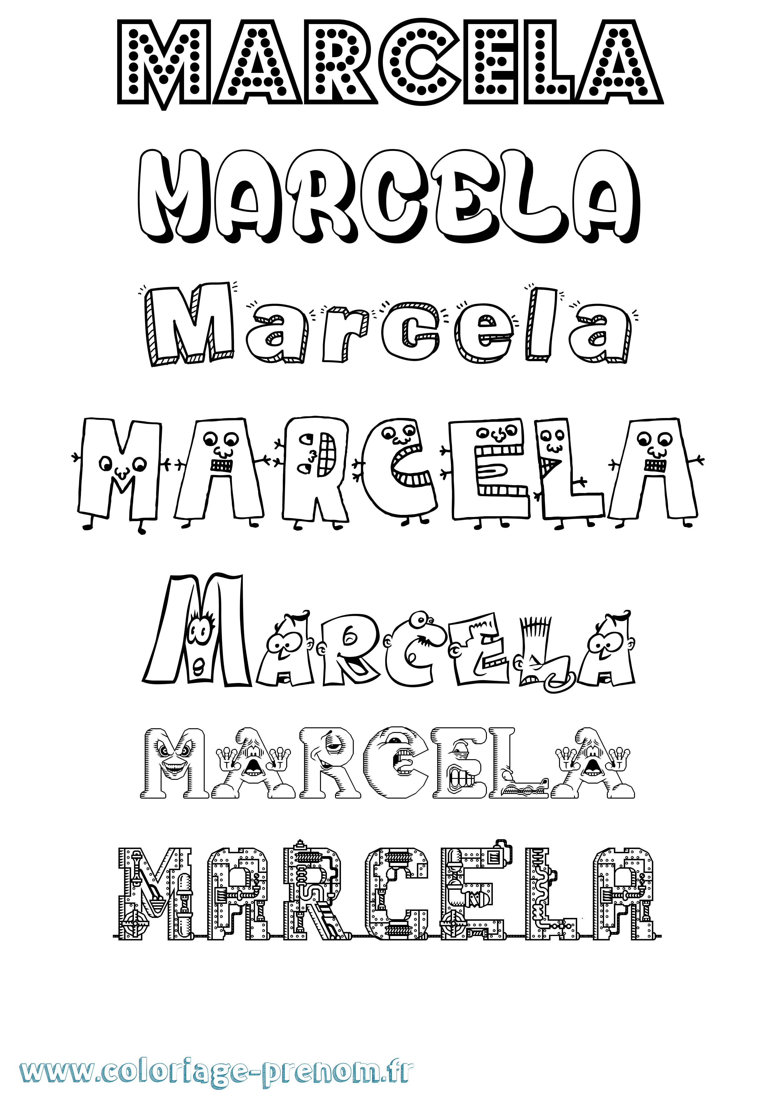 Coloriage prénom Marcela Fun