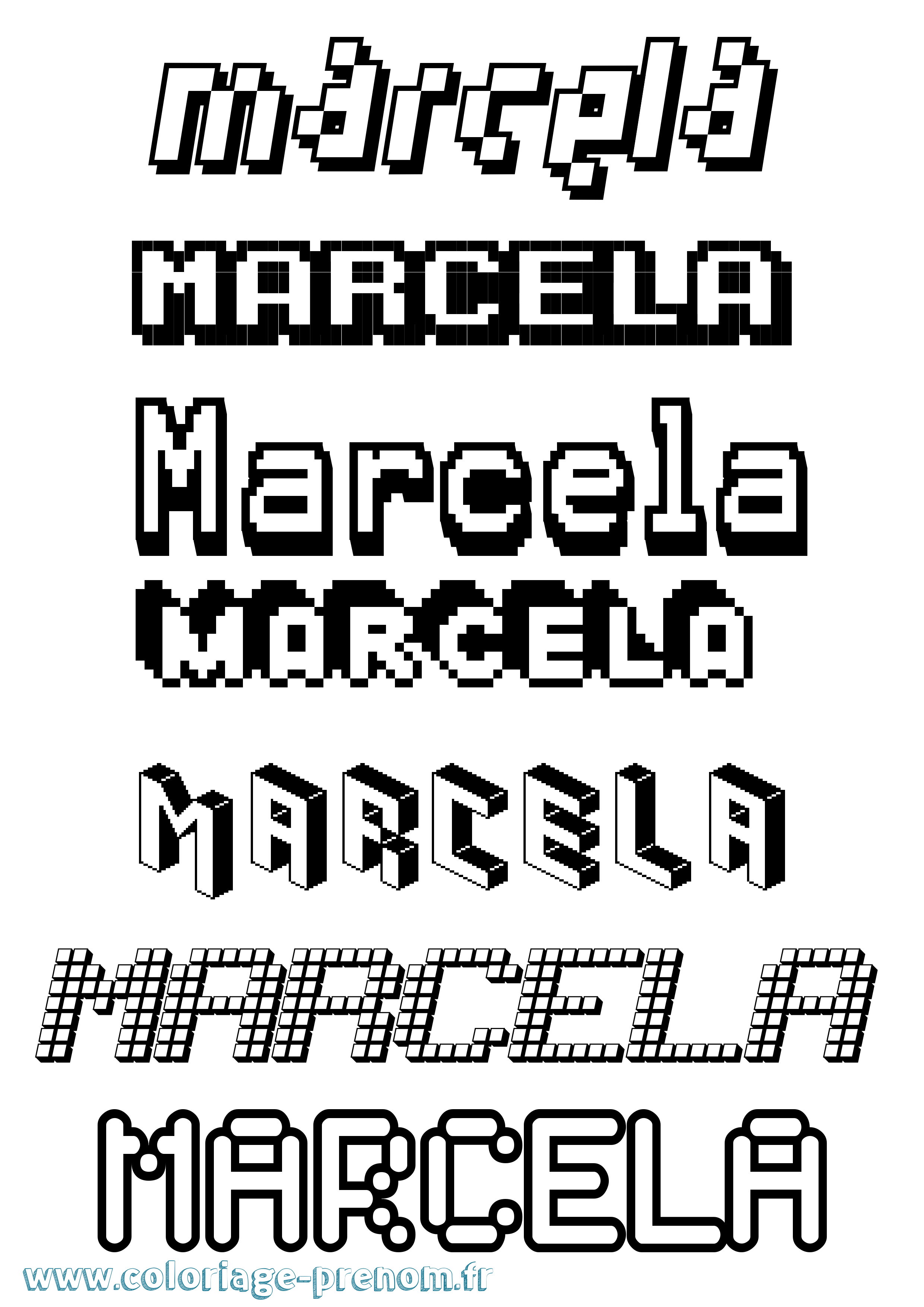 Coloriage prénom Marcela Pixel