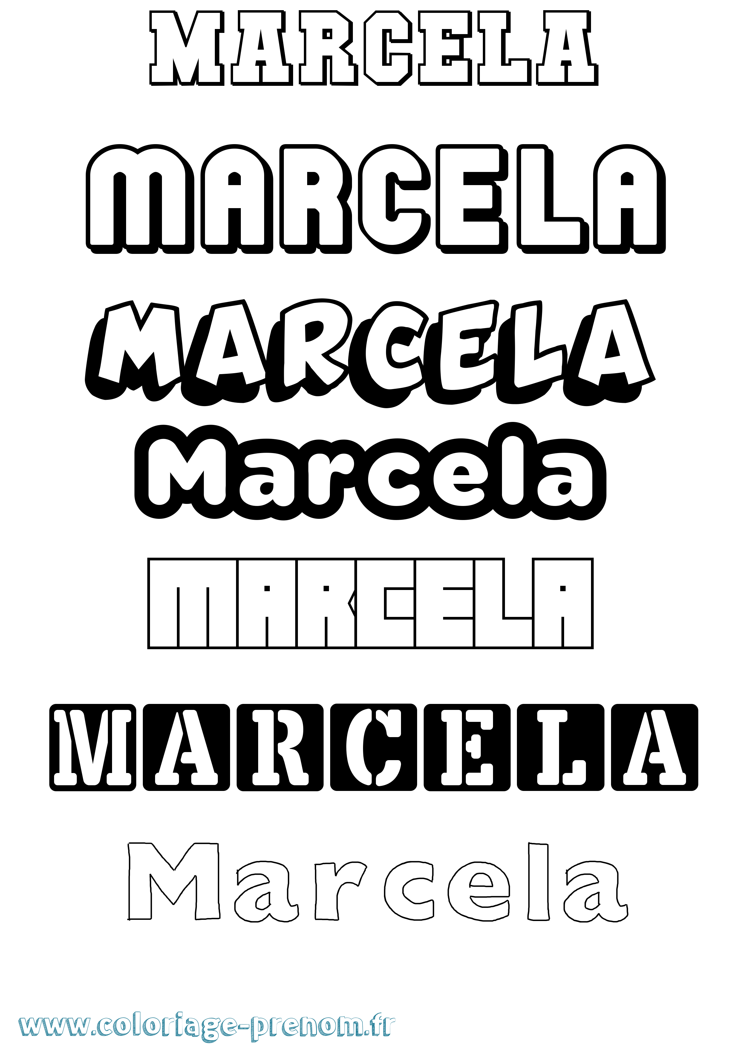 Coloriage prénom Marcela Simple