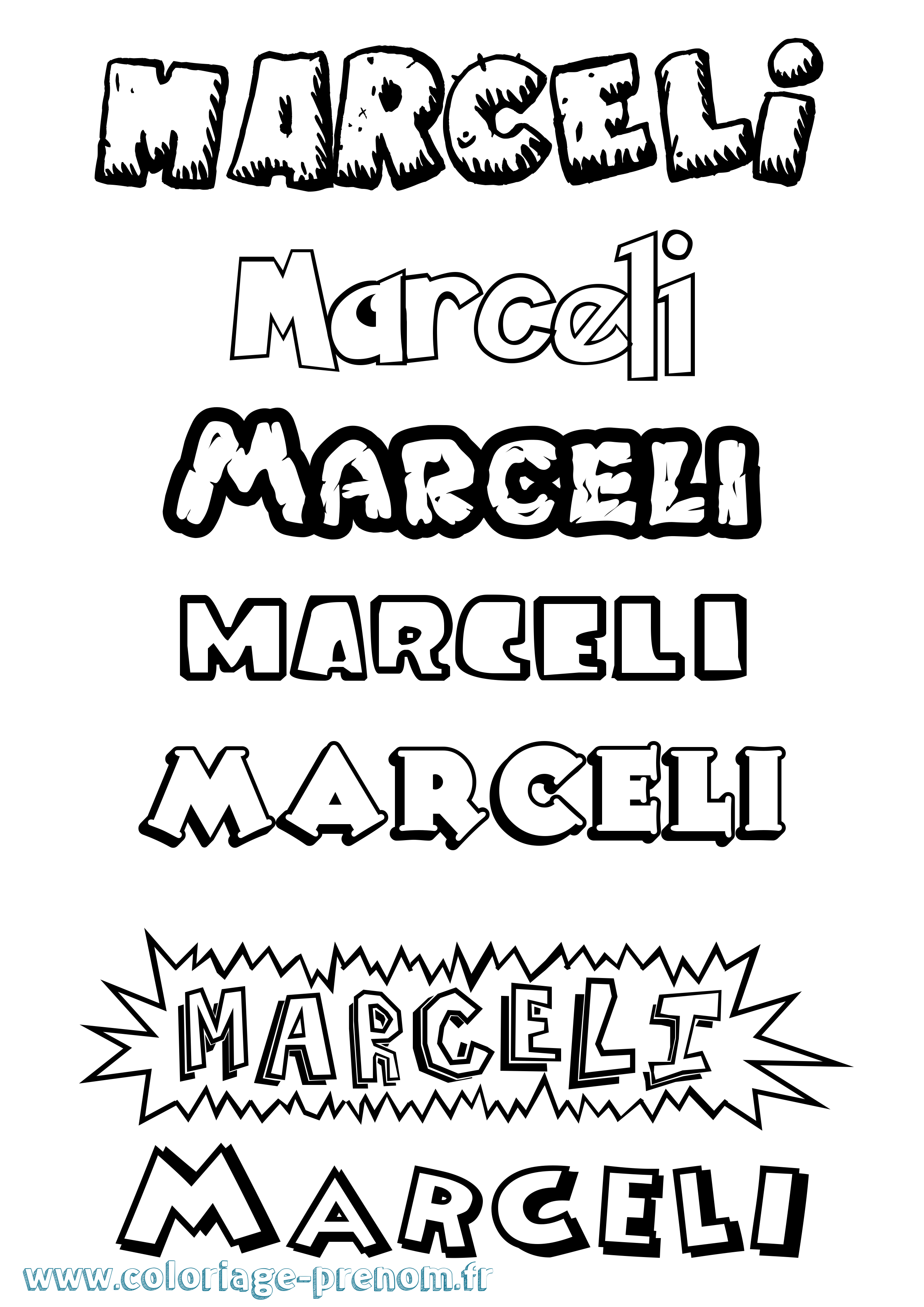 Coloriage prénom Marceli Dessin Animé