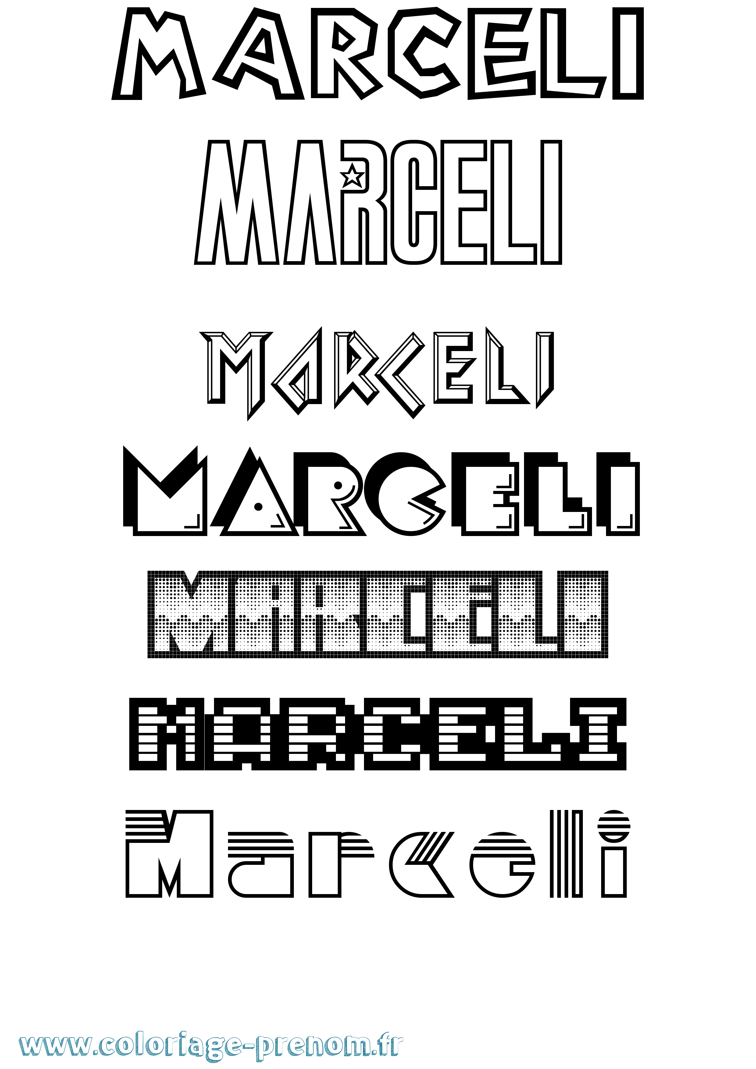 Coloriage prénom Marceli Jeux Vidéos