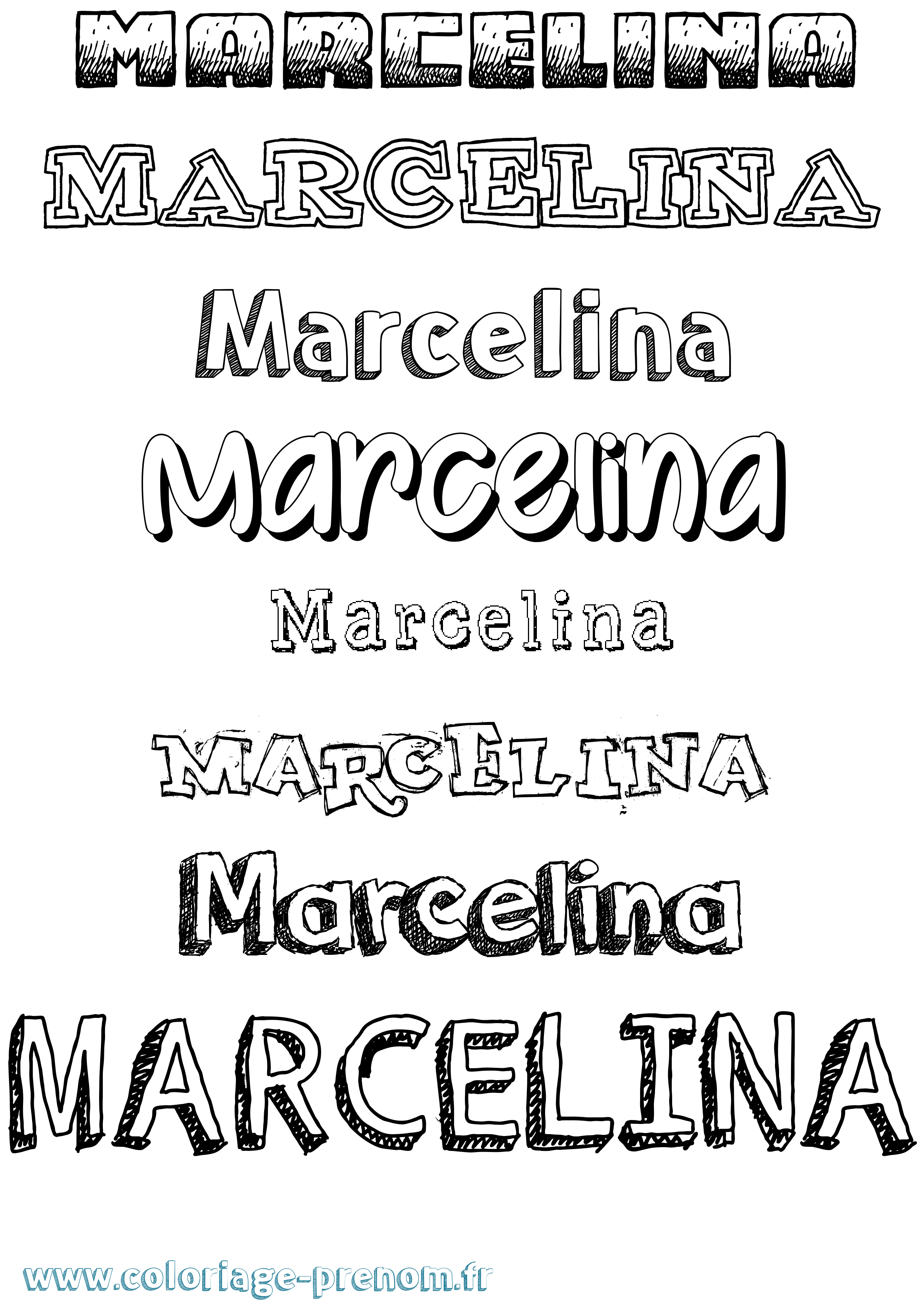 Coloriage prénom Marcelina Dessiné