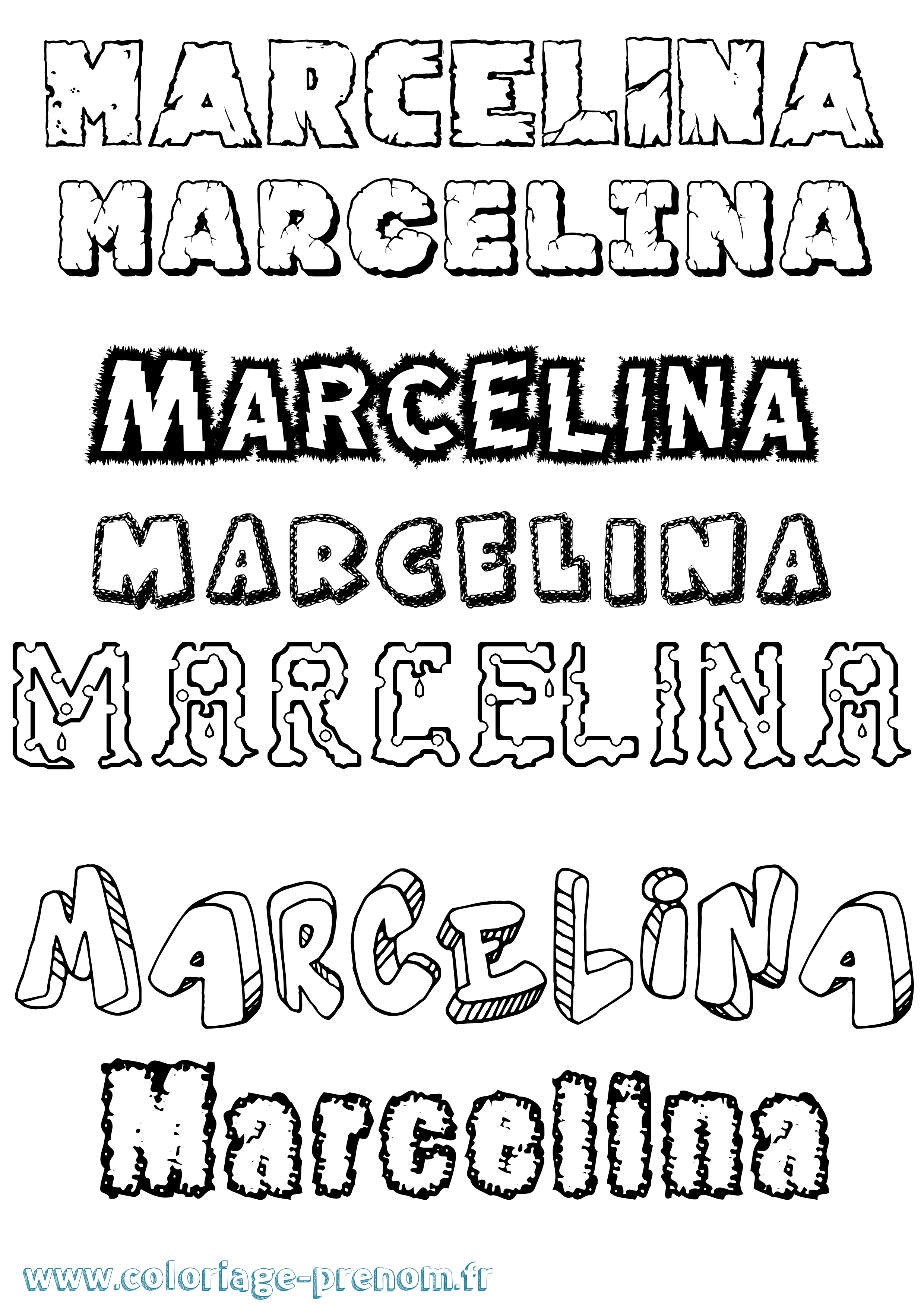 Coloriage prénom Marcelina Destructuré