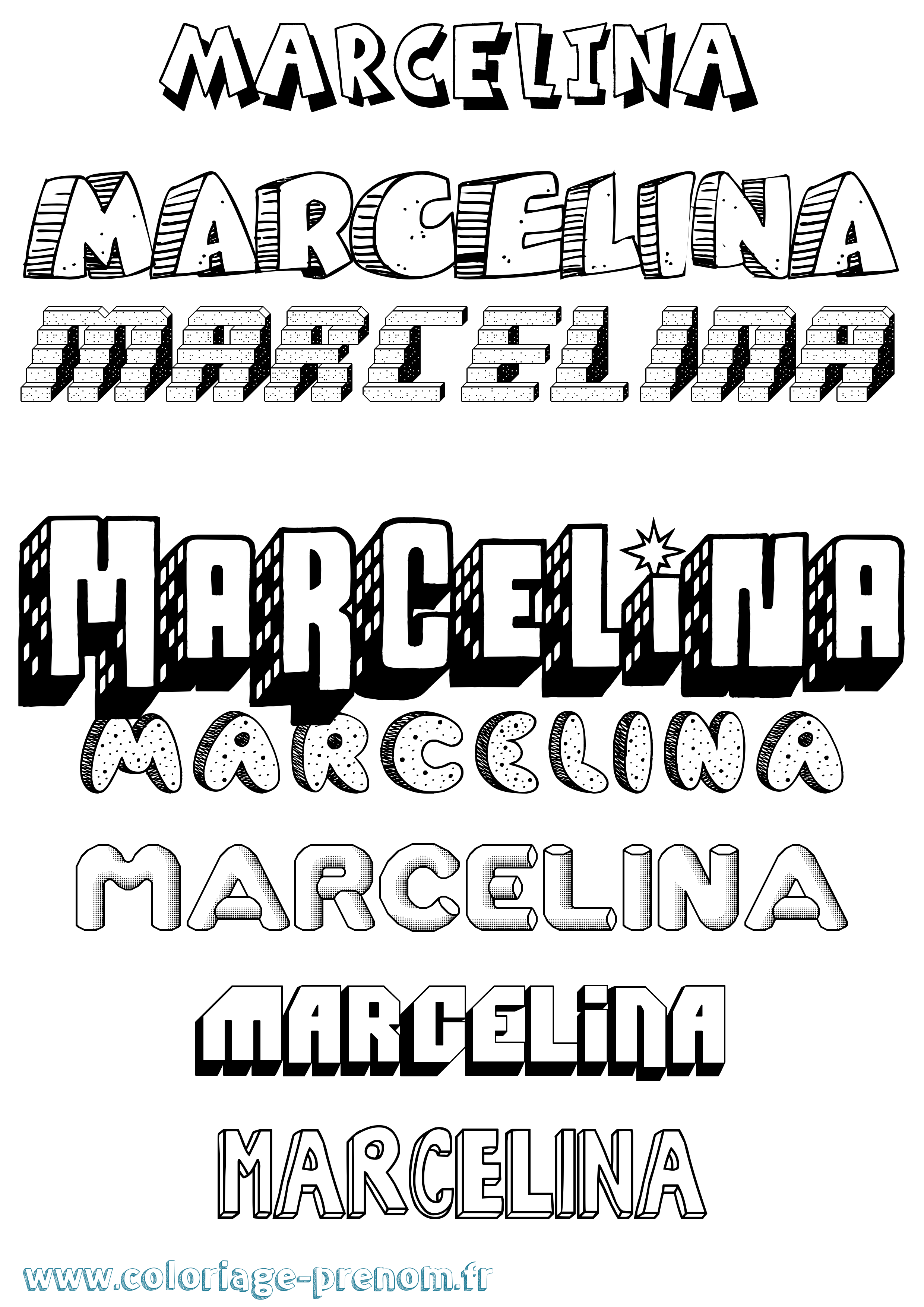 Coloriage prénom Marcelina Effet 3D