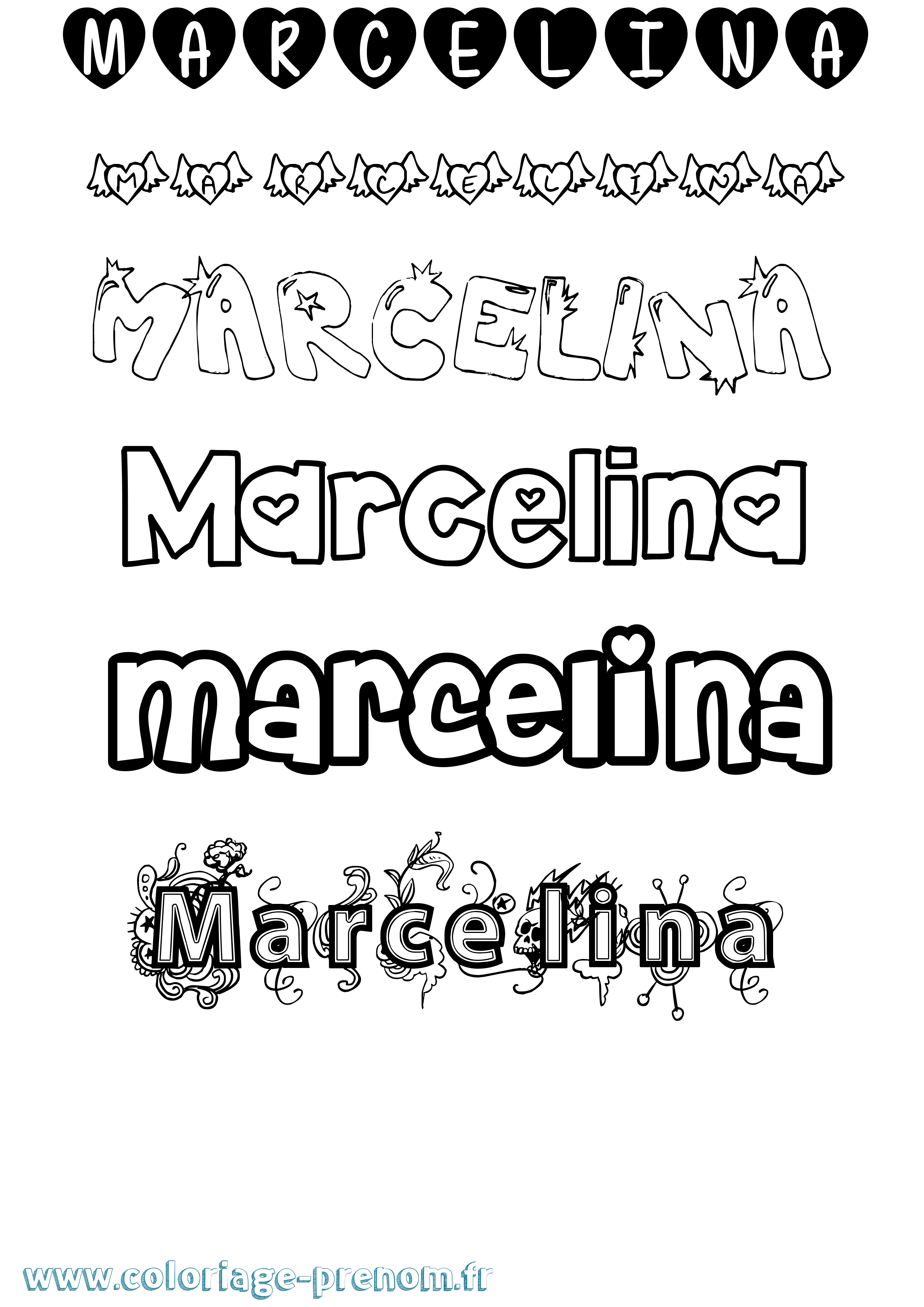 Coloriage prénom Marcelina Girly