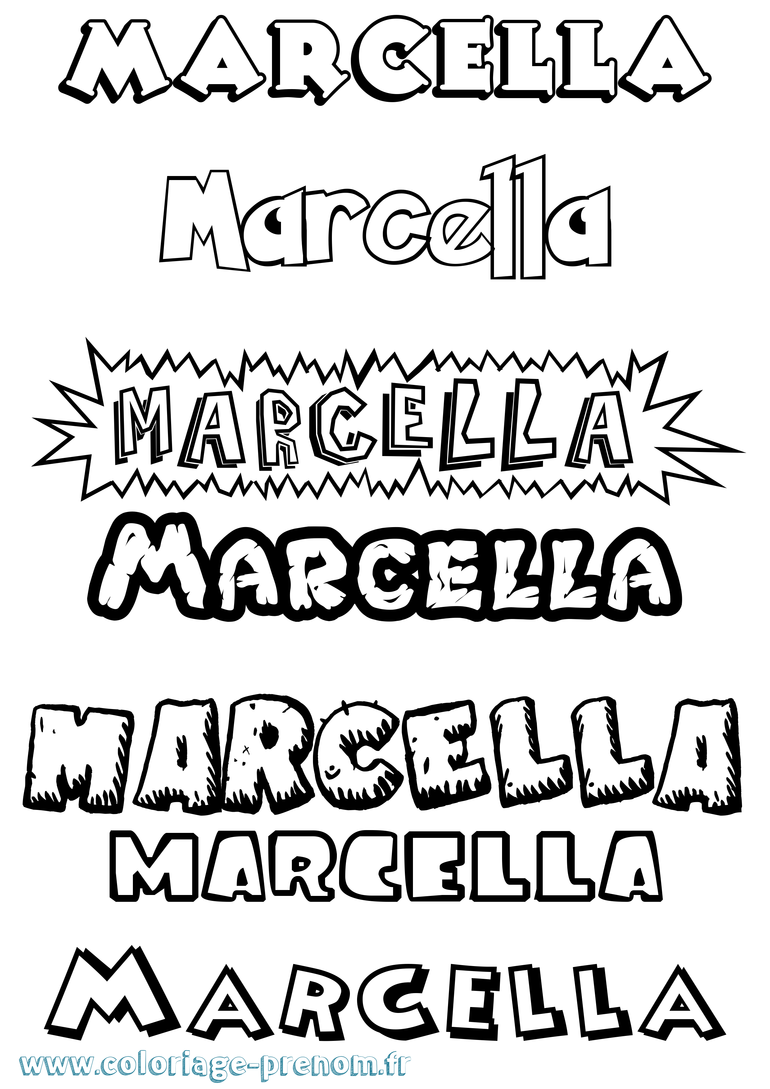 Coloriage Marcella Dessin Animé Coloriage prénom Marcella Dessin Animé