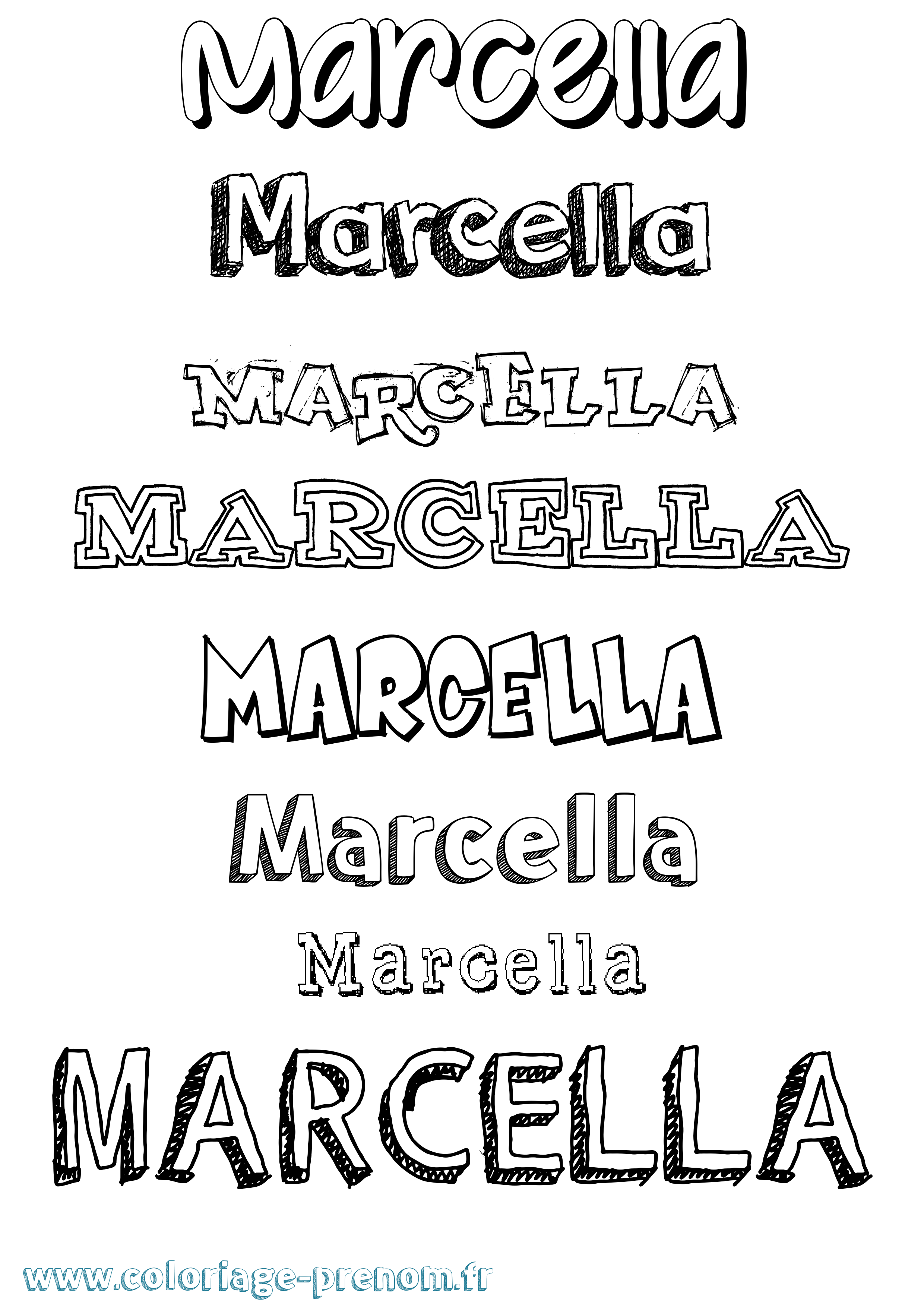 Coloriage prénom Marcella Dessiné