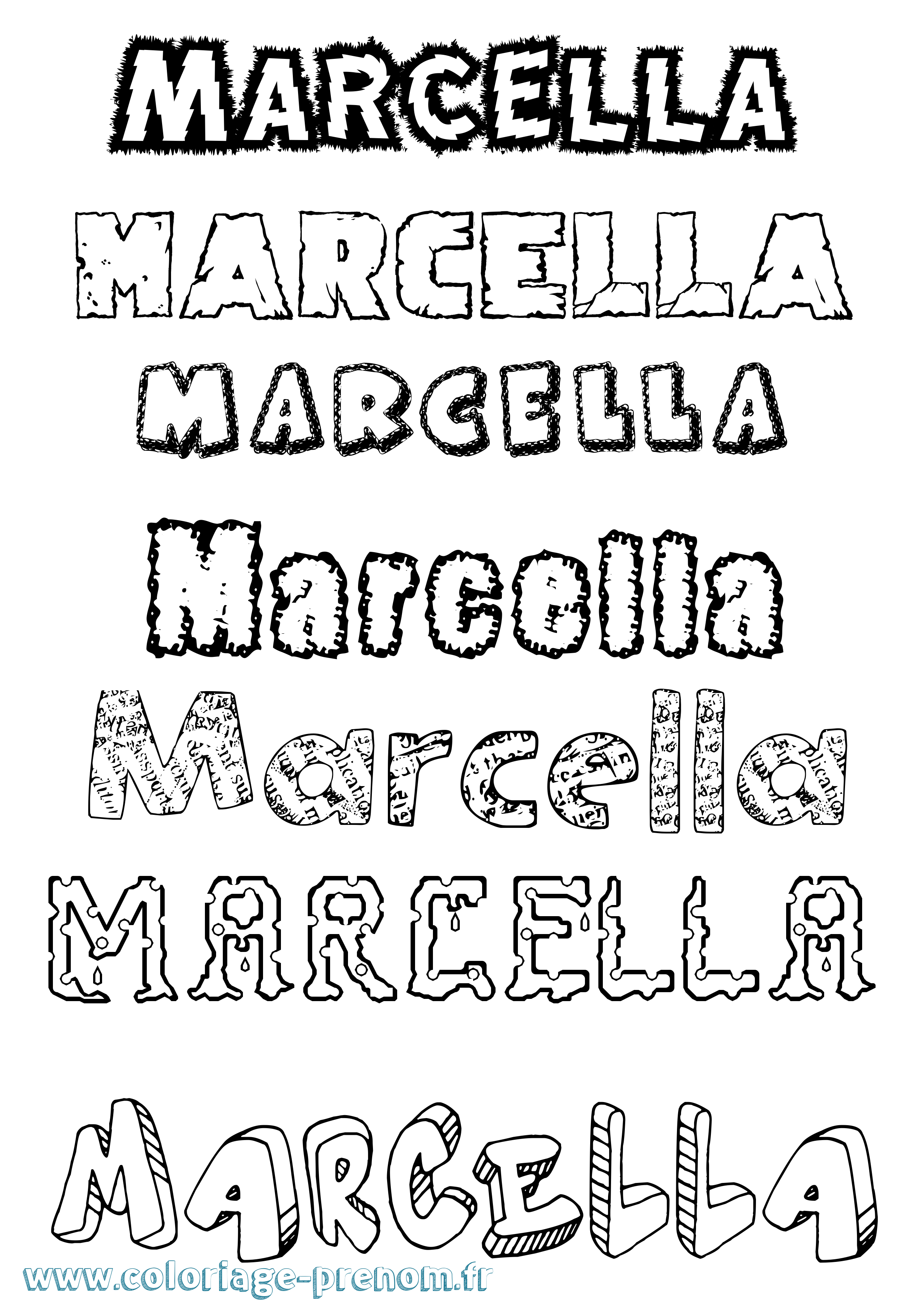 Coloriage Marcella Destructuré Coloriage prénom Marcella Destructuré