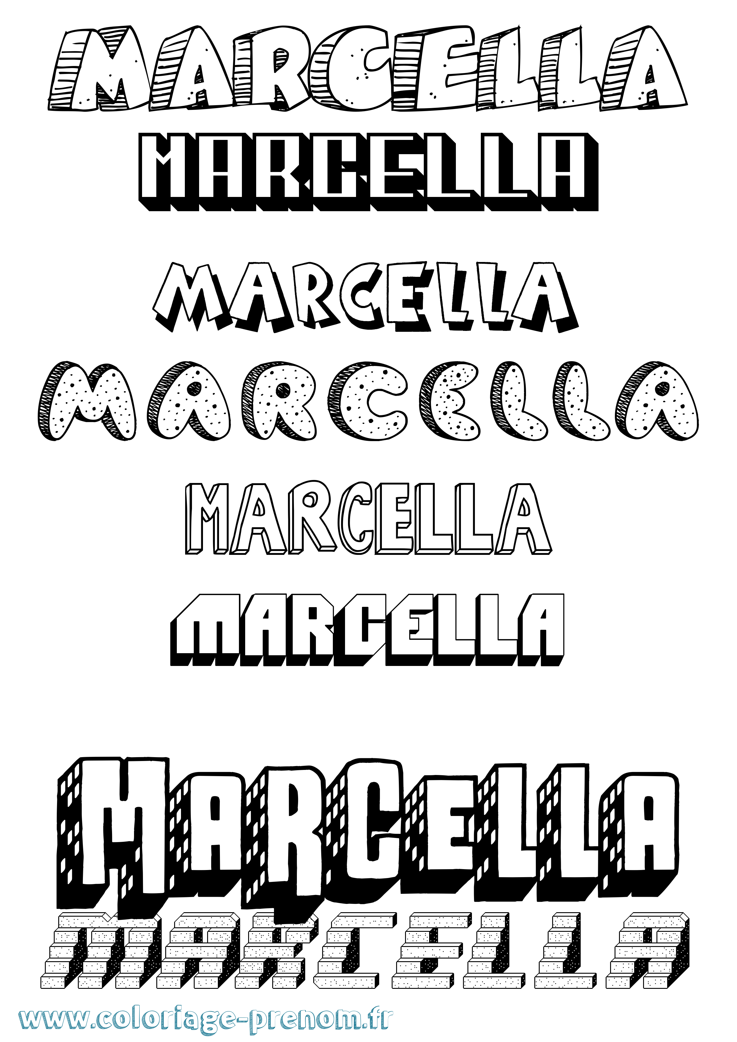 Coloriage prénom Marcella Effet 3D