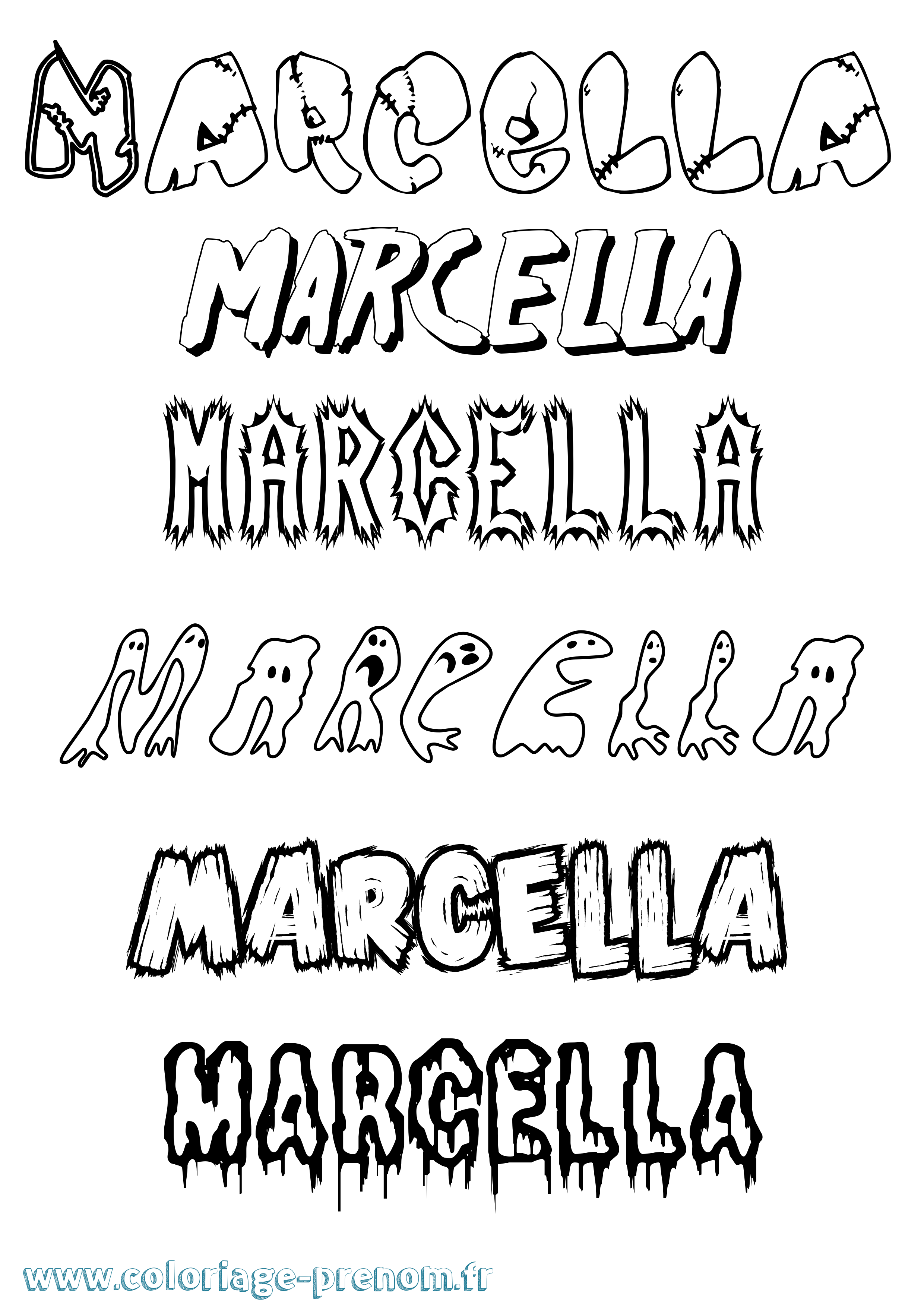 Coloriage prénom Marcella Frisson