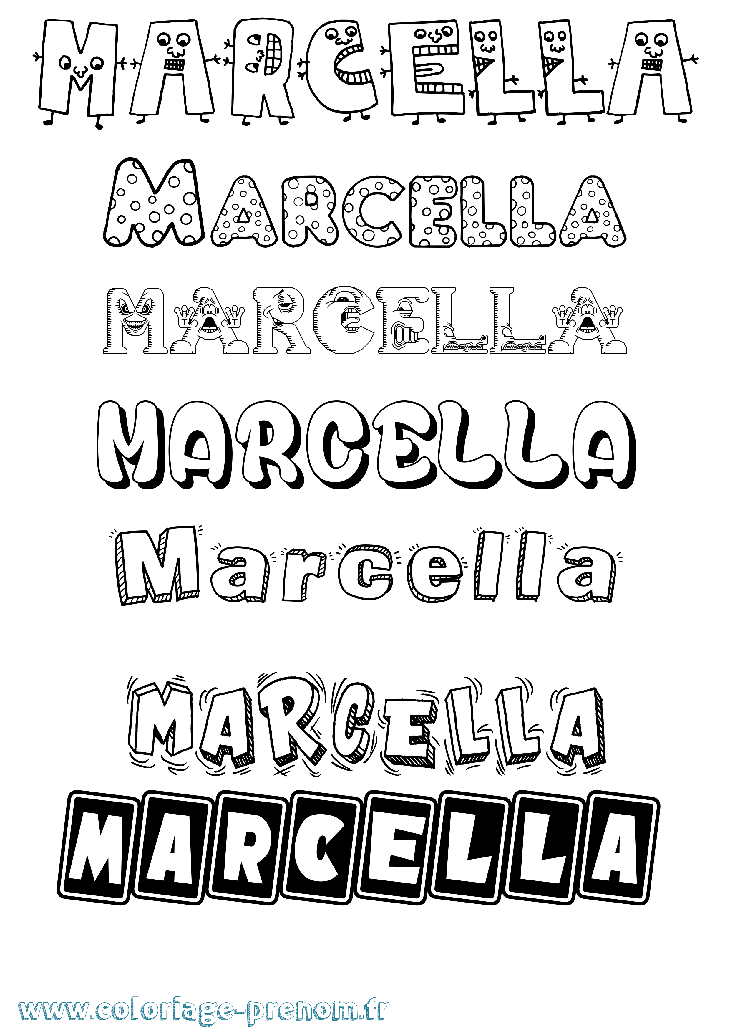 Coloriage prénom Marcella Fun
