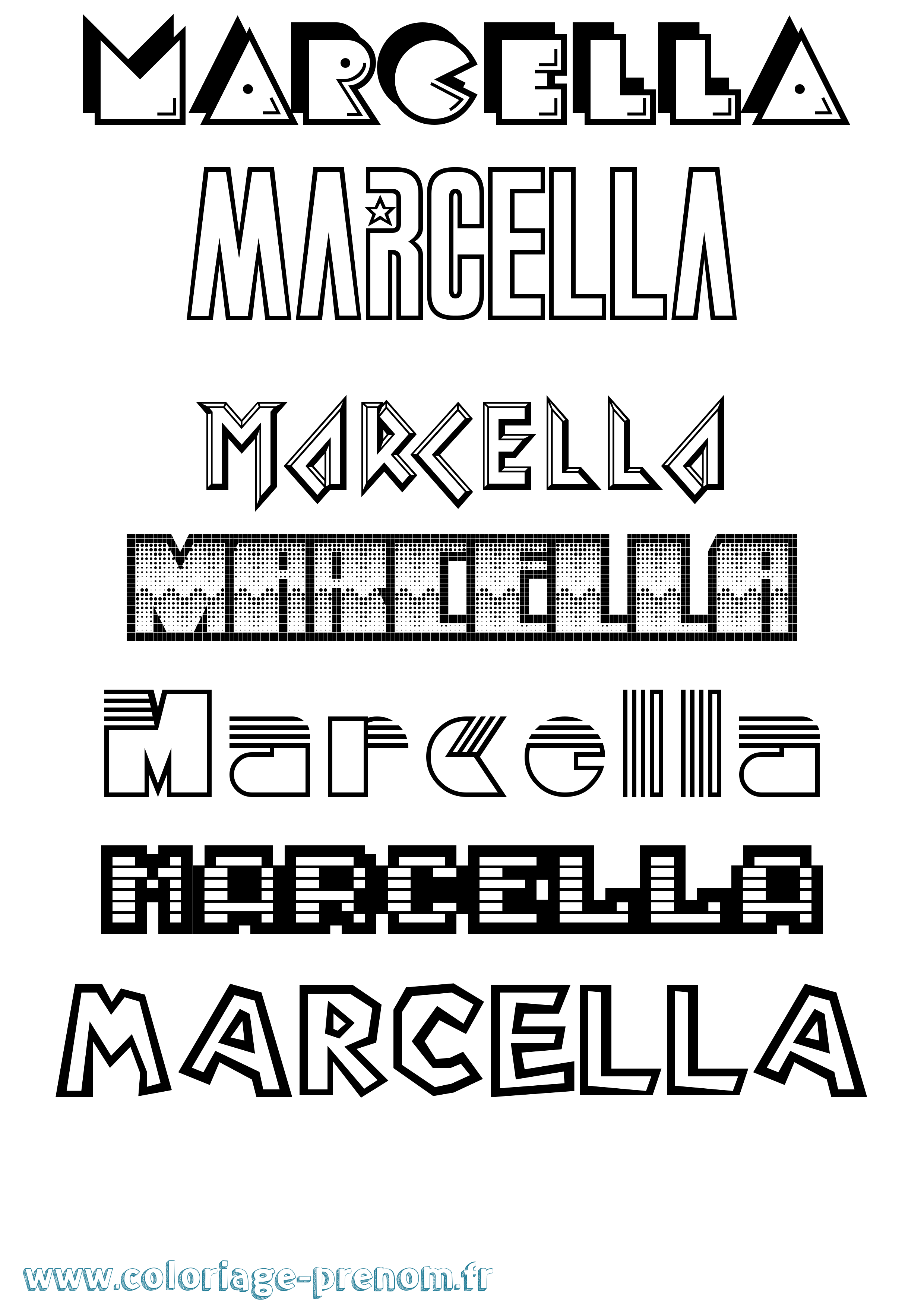 Coloriage prénom Marcella Jeux Vidéos