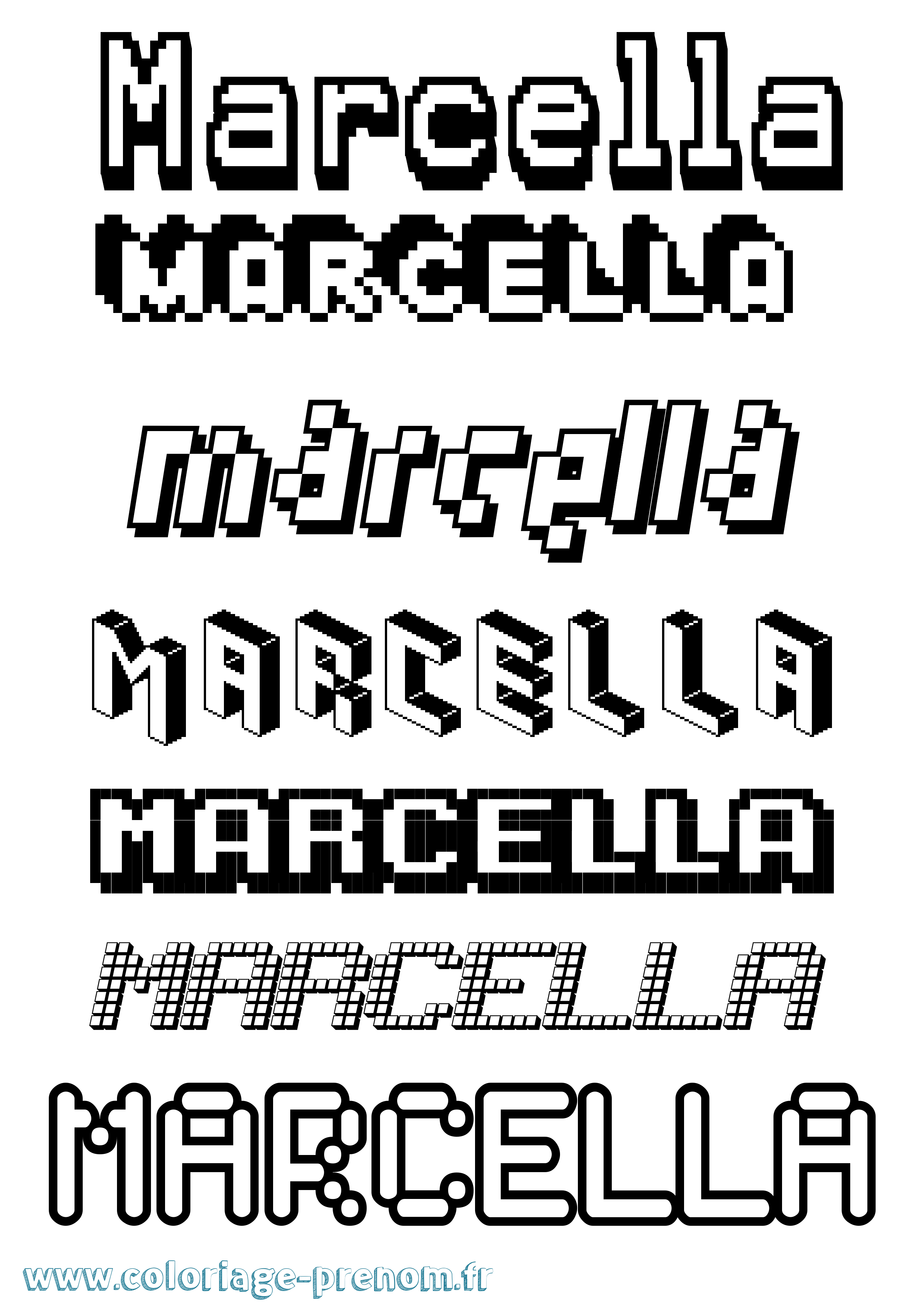 Coloriage prénom Marcella Pixel