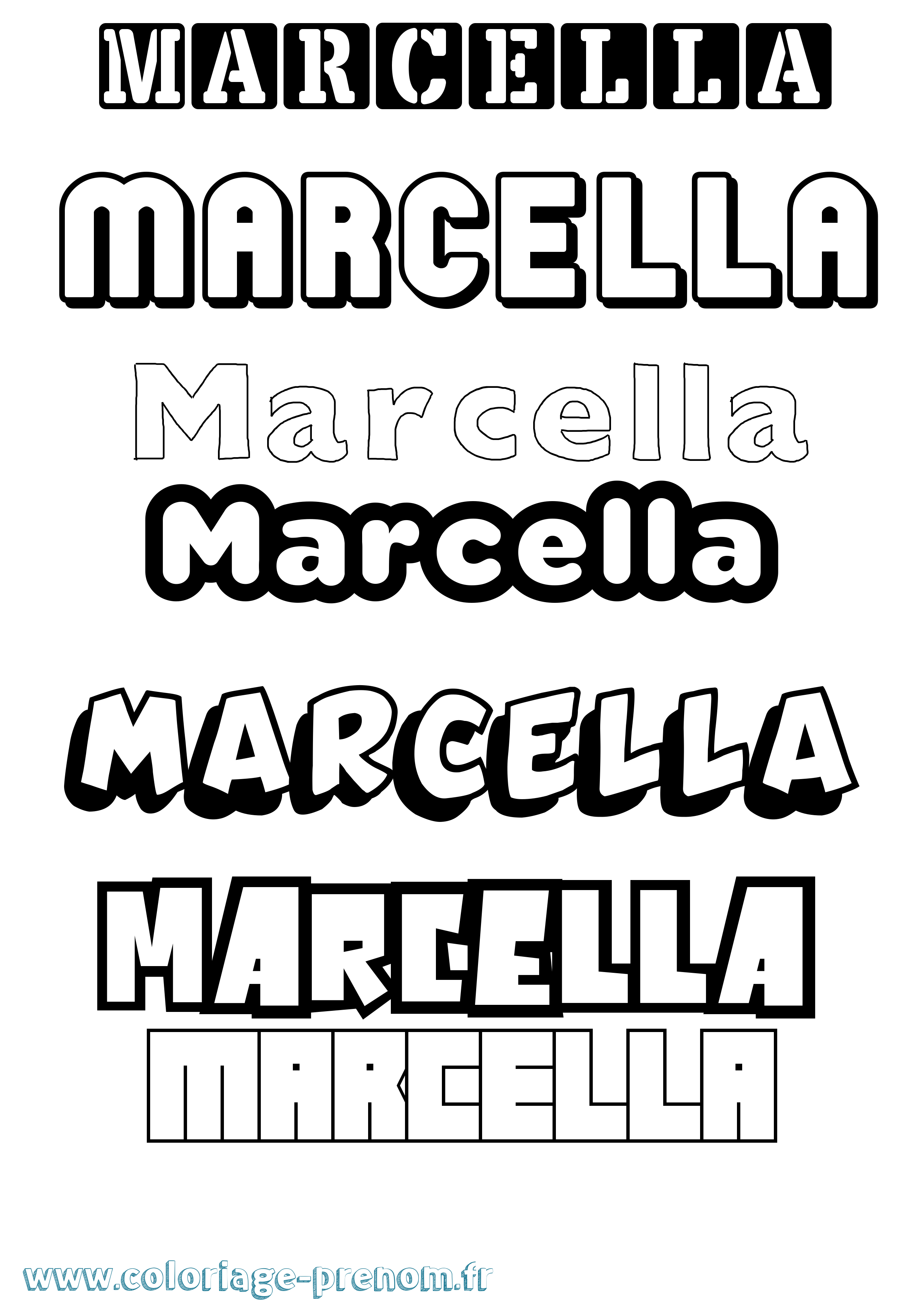 Coloriage prénom Marcella Simple