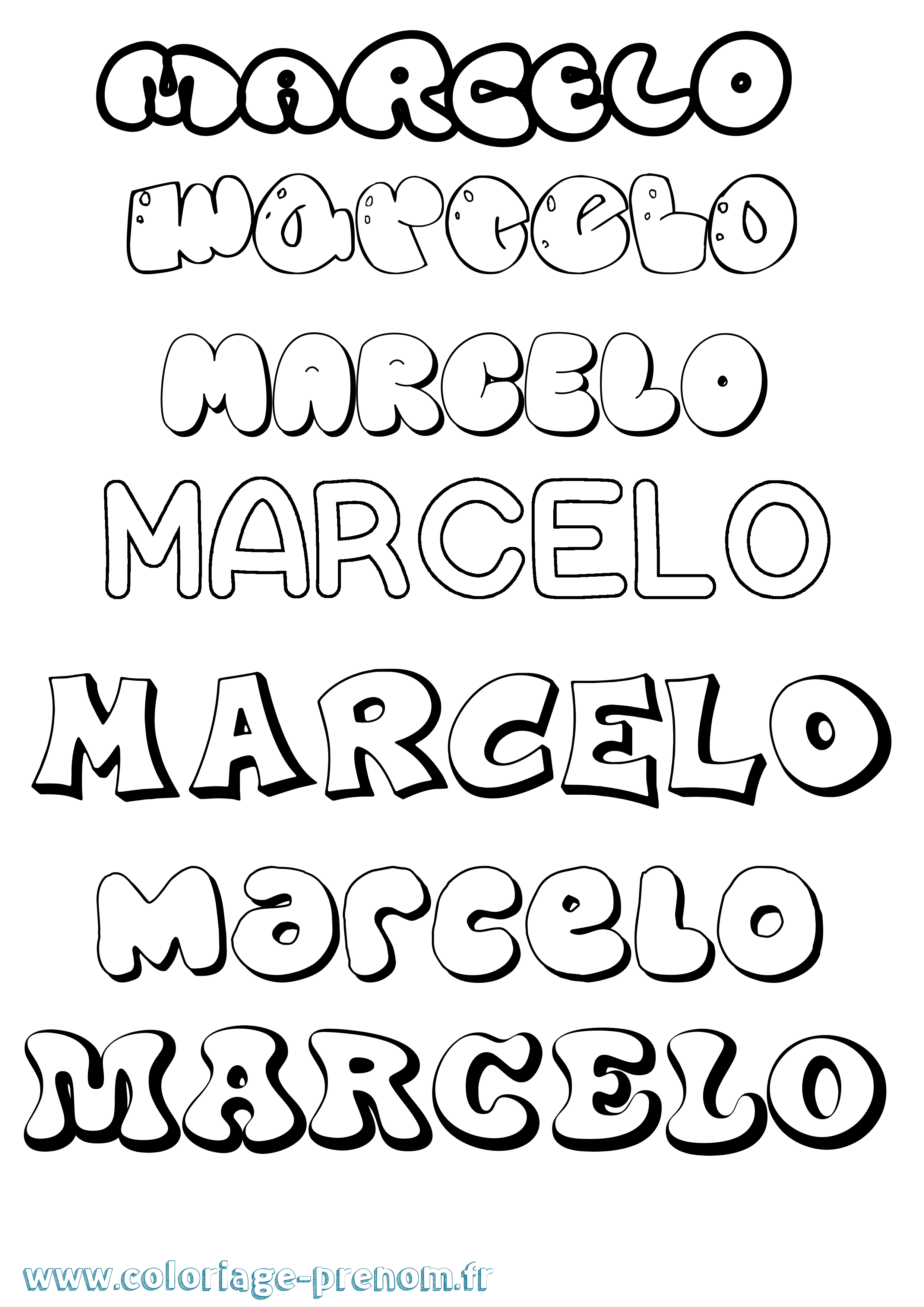 Coloriage prénom Marcelo Bubble