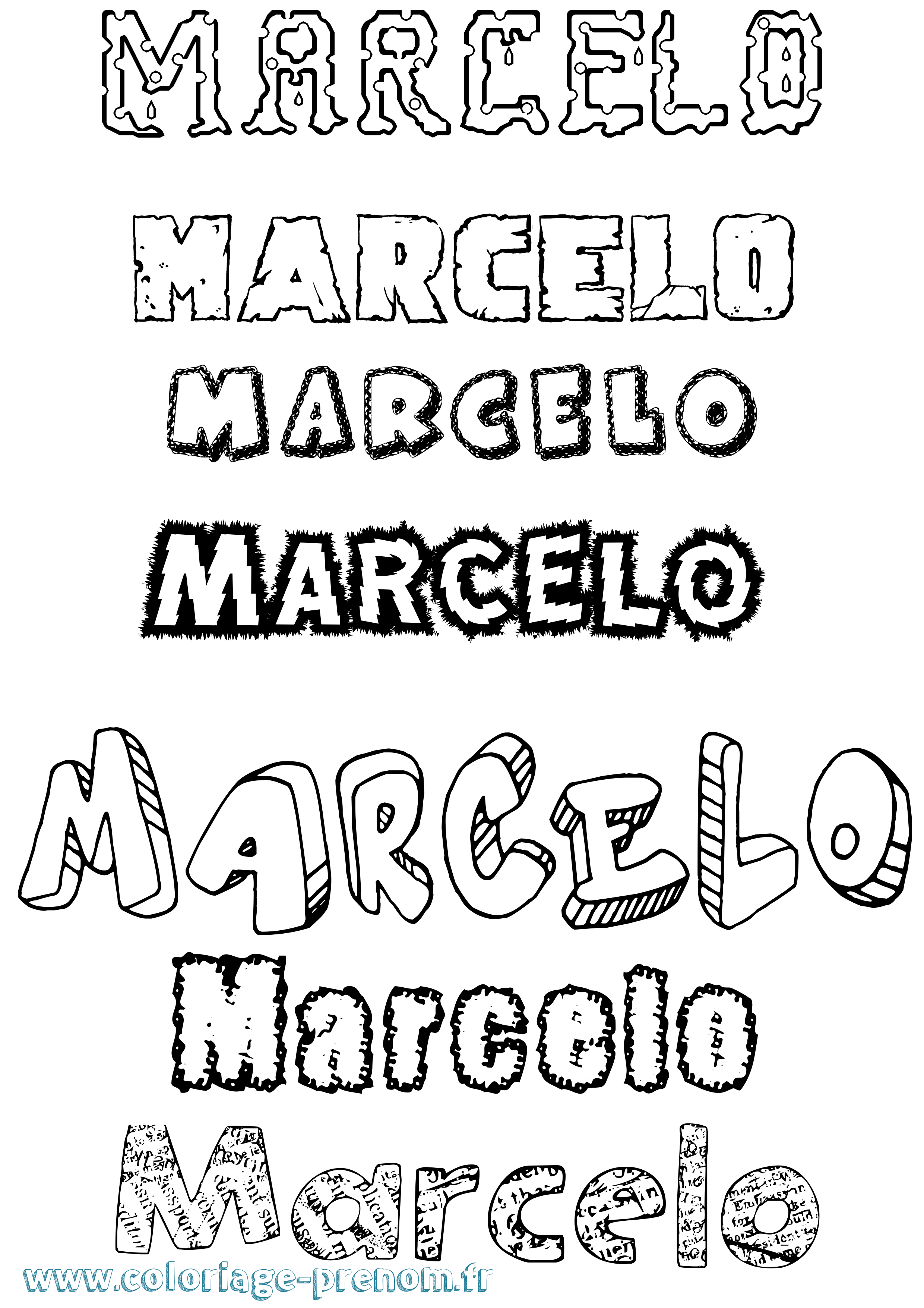 Coloriage prénom Marcelo Destructuré