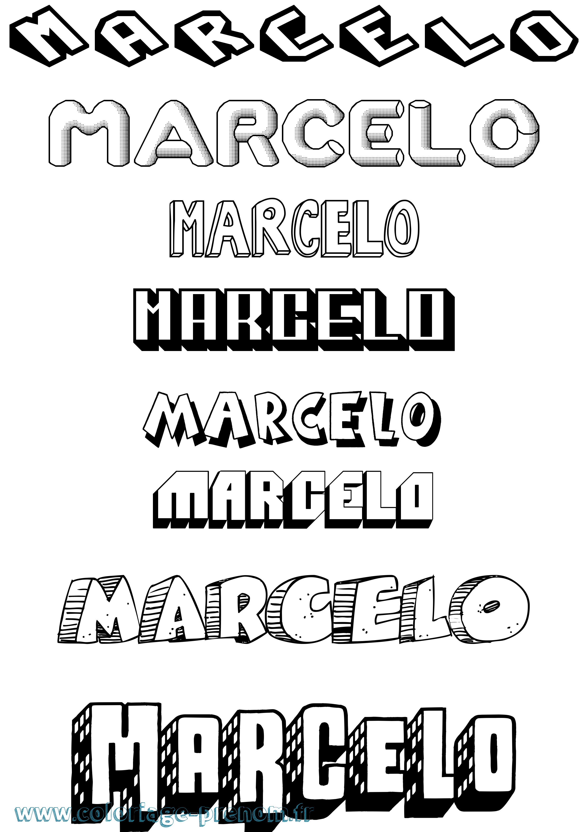 Coloriage prénom Marcelo Effet 3D