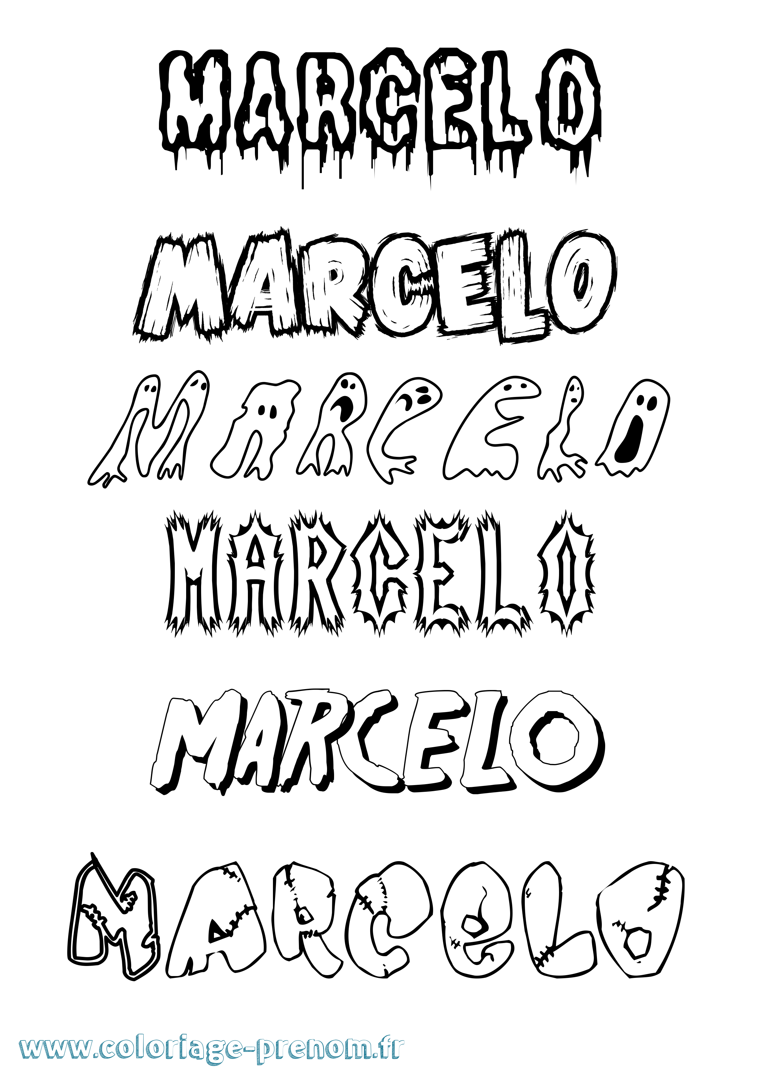 Coloriage prénom Marcelo Frisson