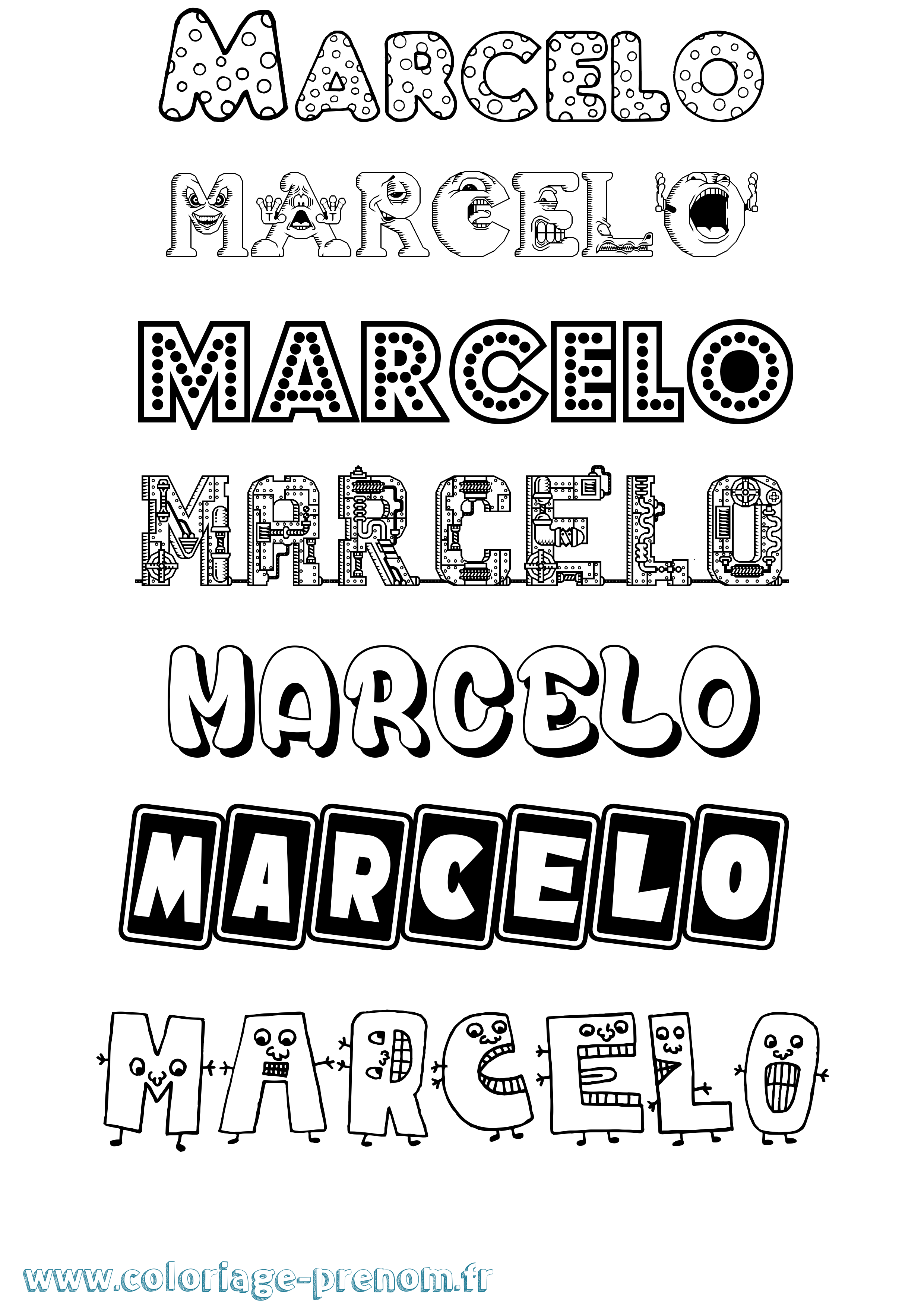 Coloriage prénom Marcelo Fun