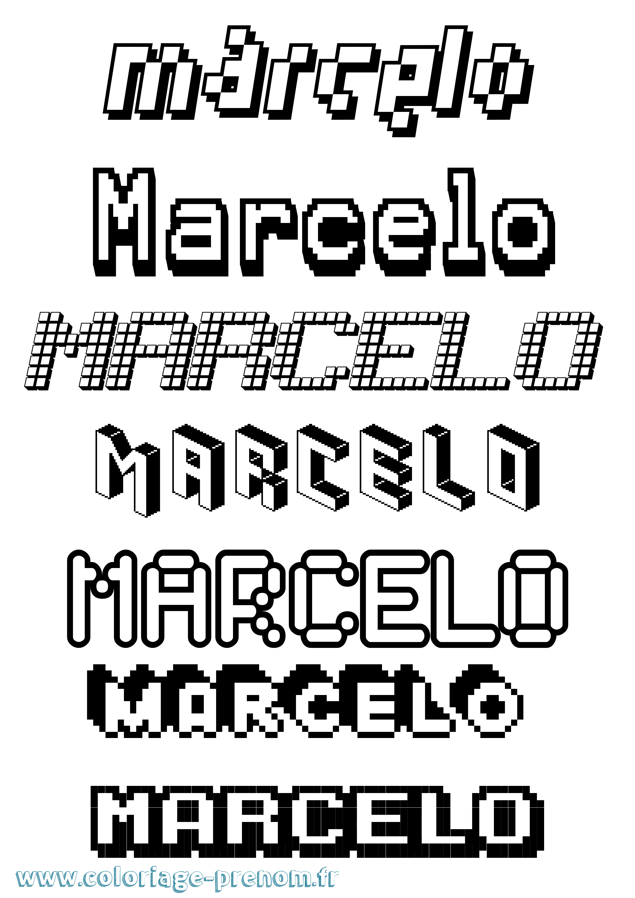 Coloriage prénom Marcelo Pixel
