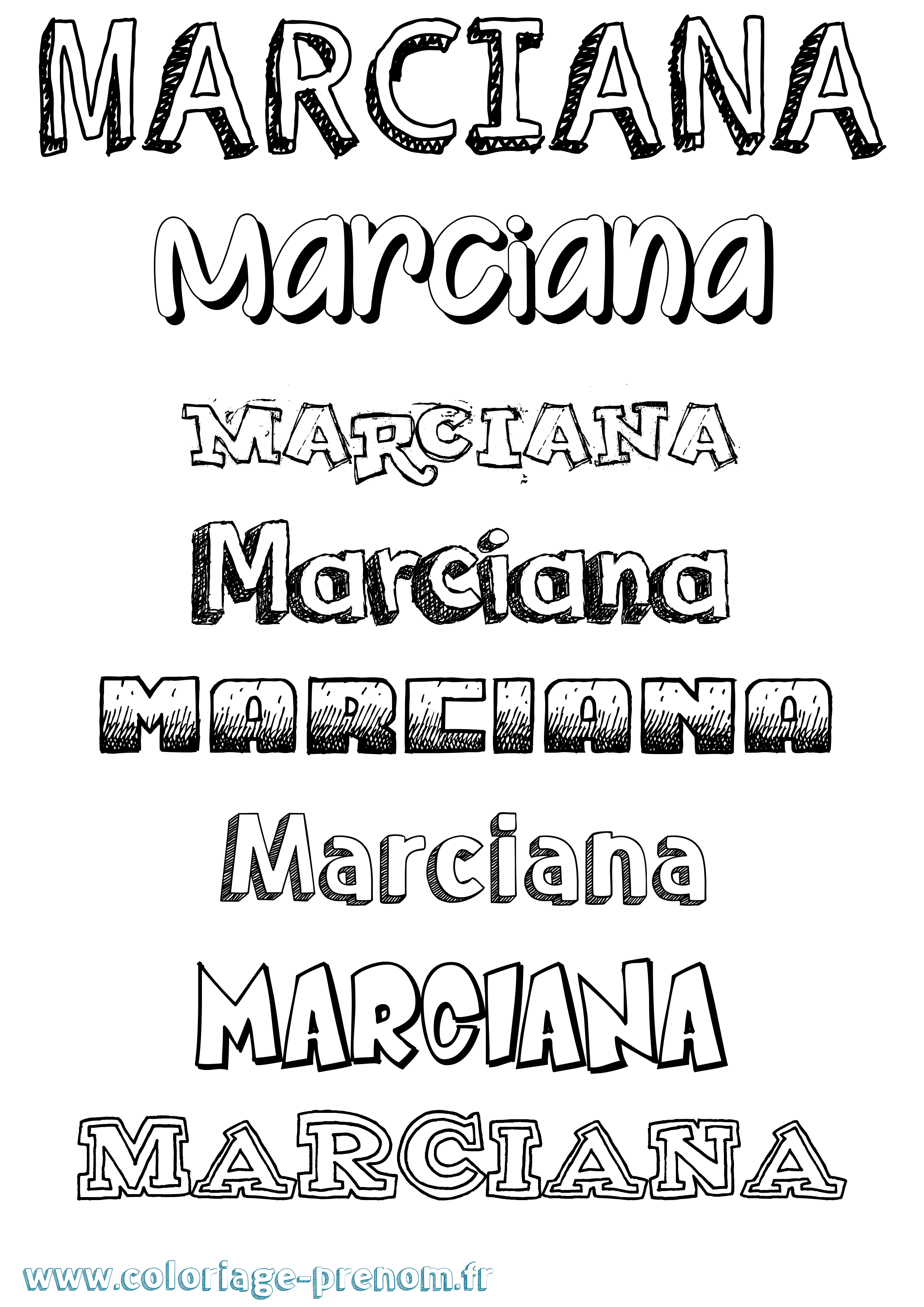 Coloriage prénom Marciana Dessiné