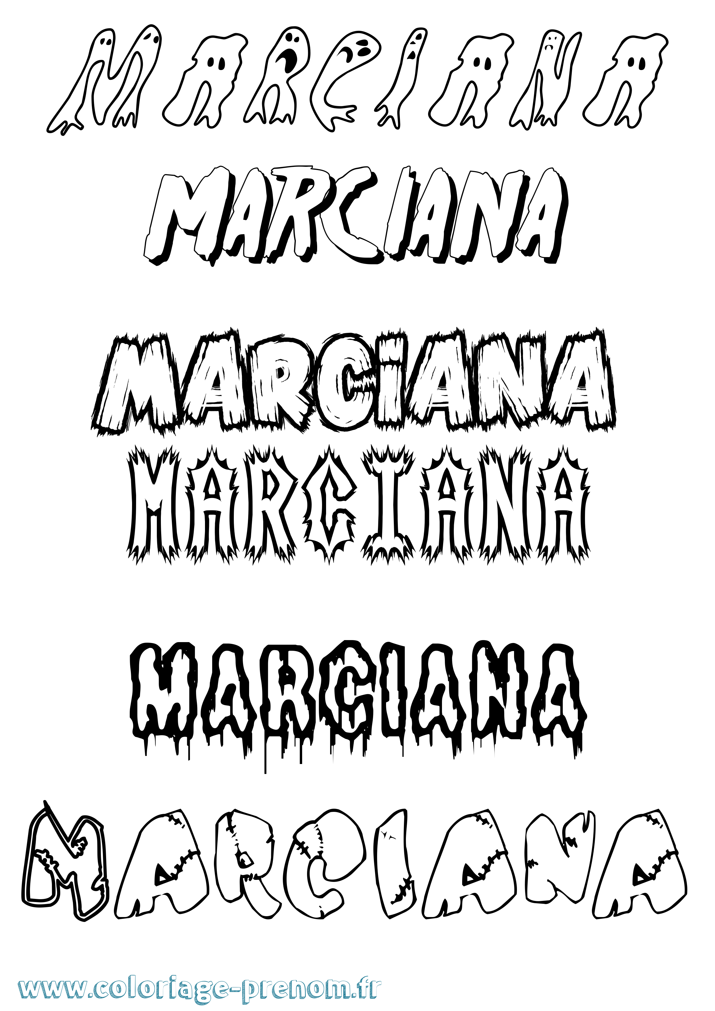 Coloriage prénom Marciana Frisson