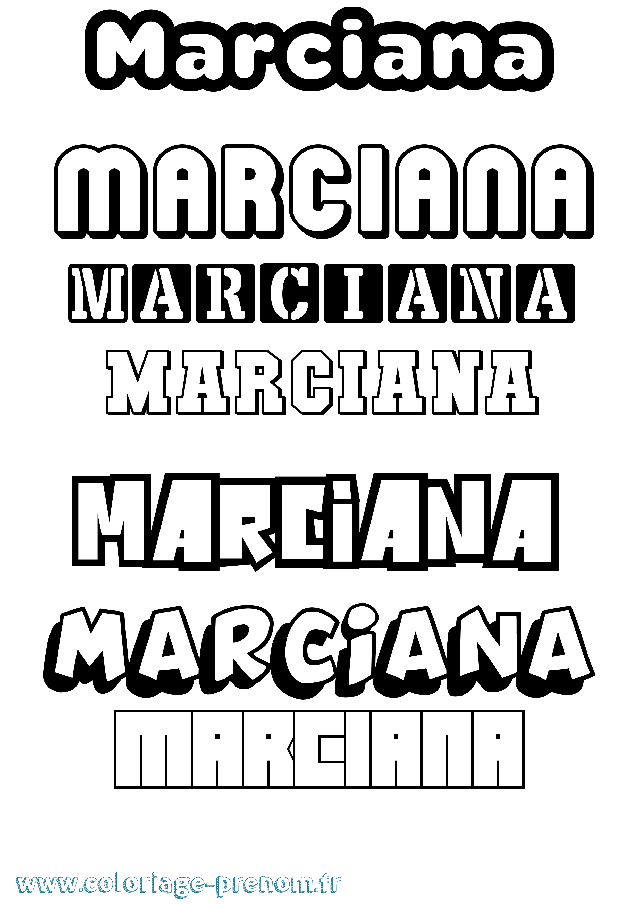 Coloriage prénom Marciana Simple