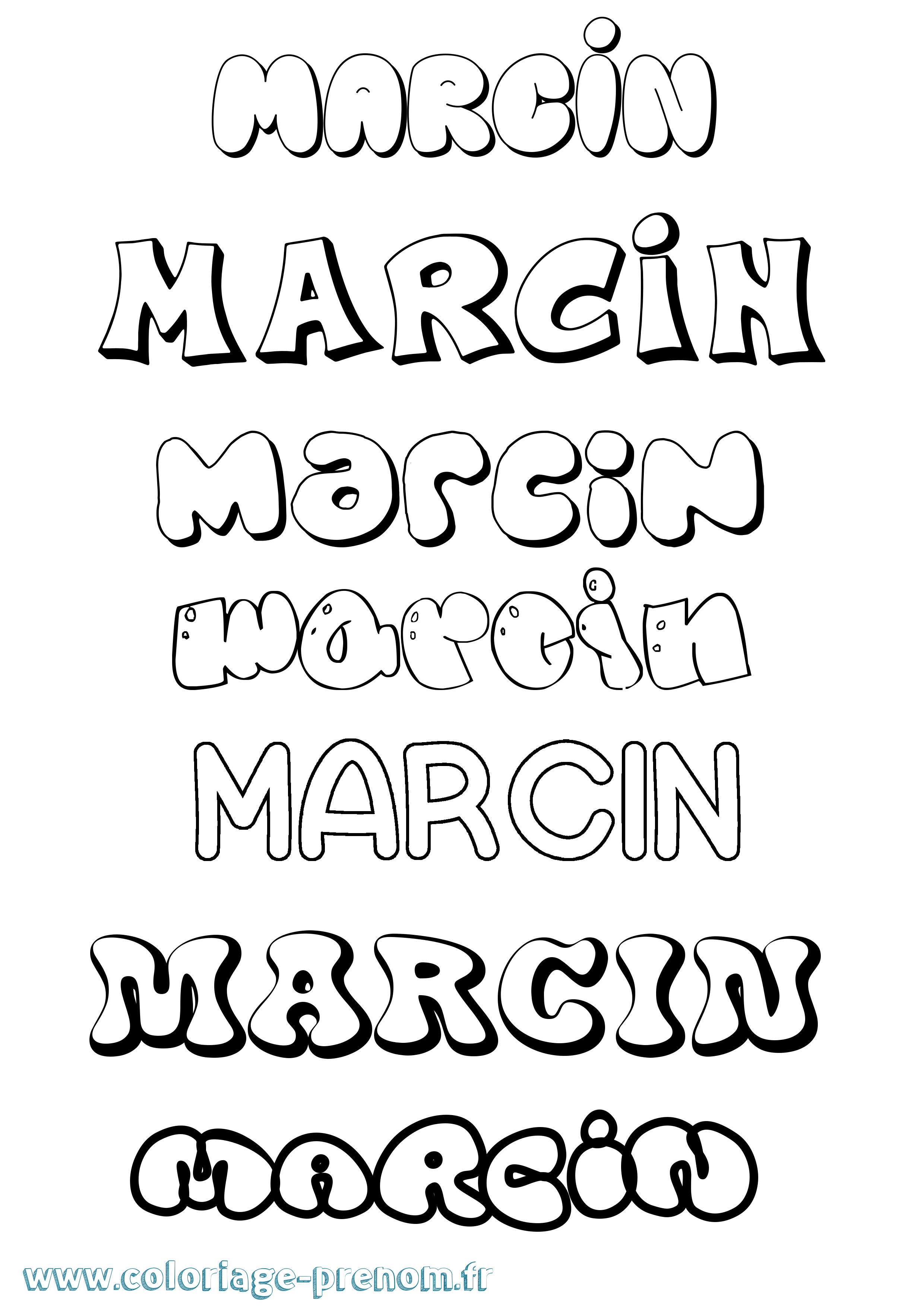 Coloriage prénom Marcin Bubble