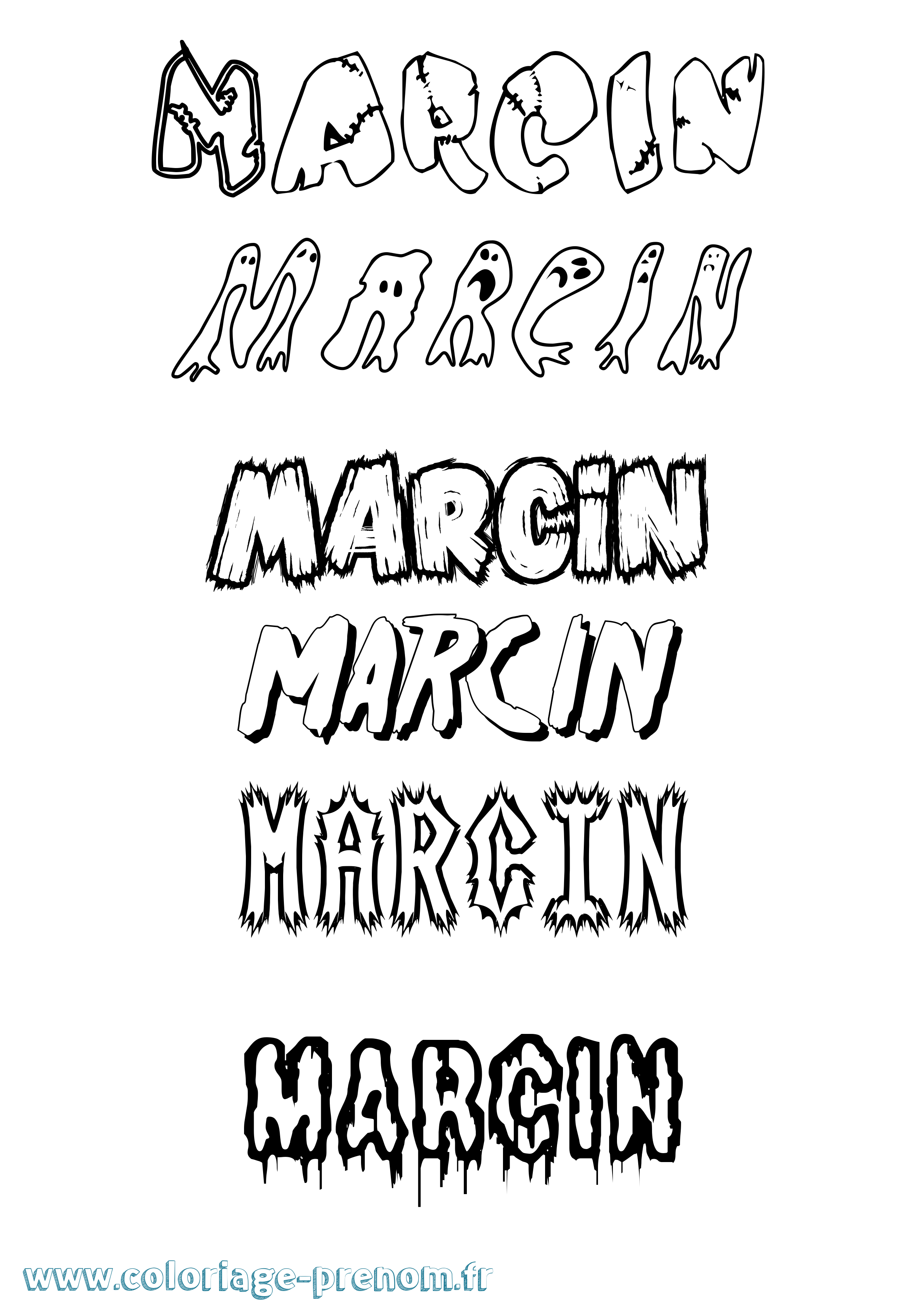 Coloriage prénom Marcin Frisson