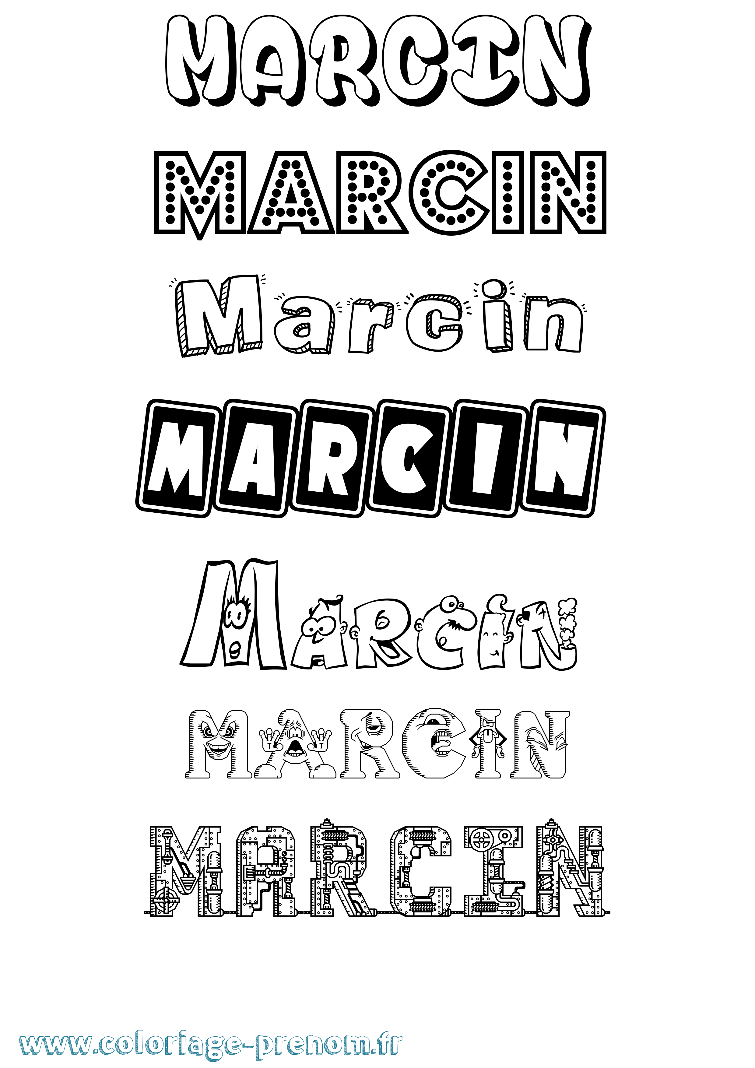 Coloriage prénom Marcin Fun