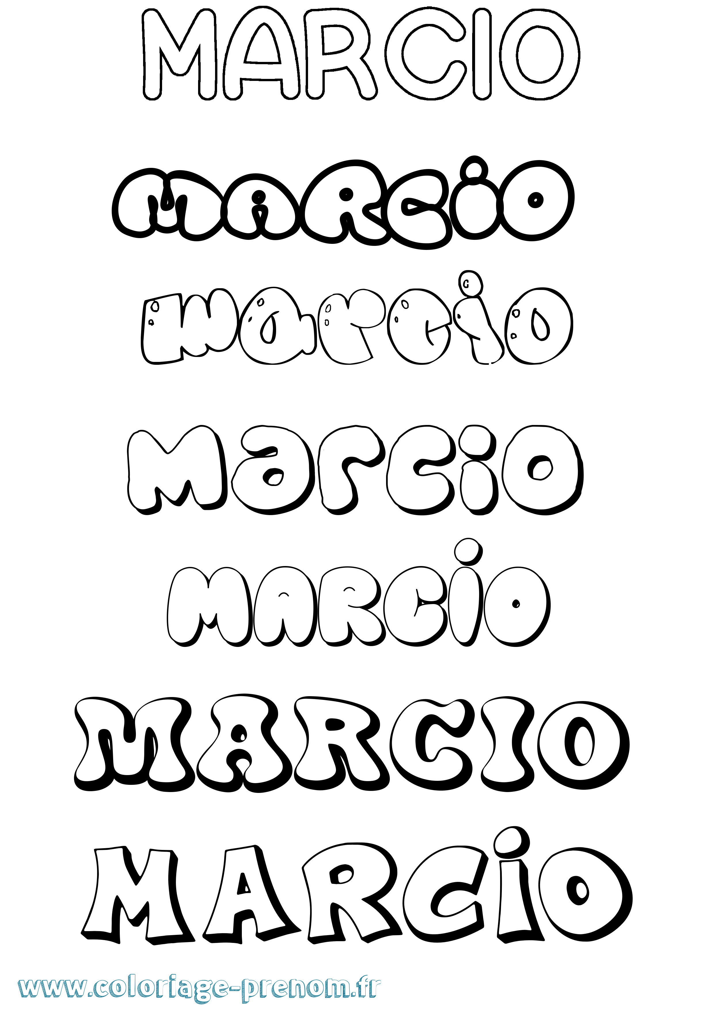 Coloriage prénom Marcio Bubble