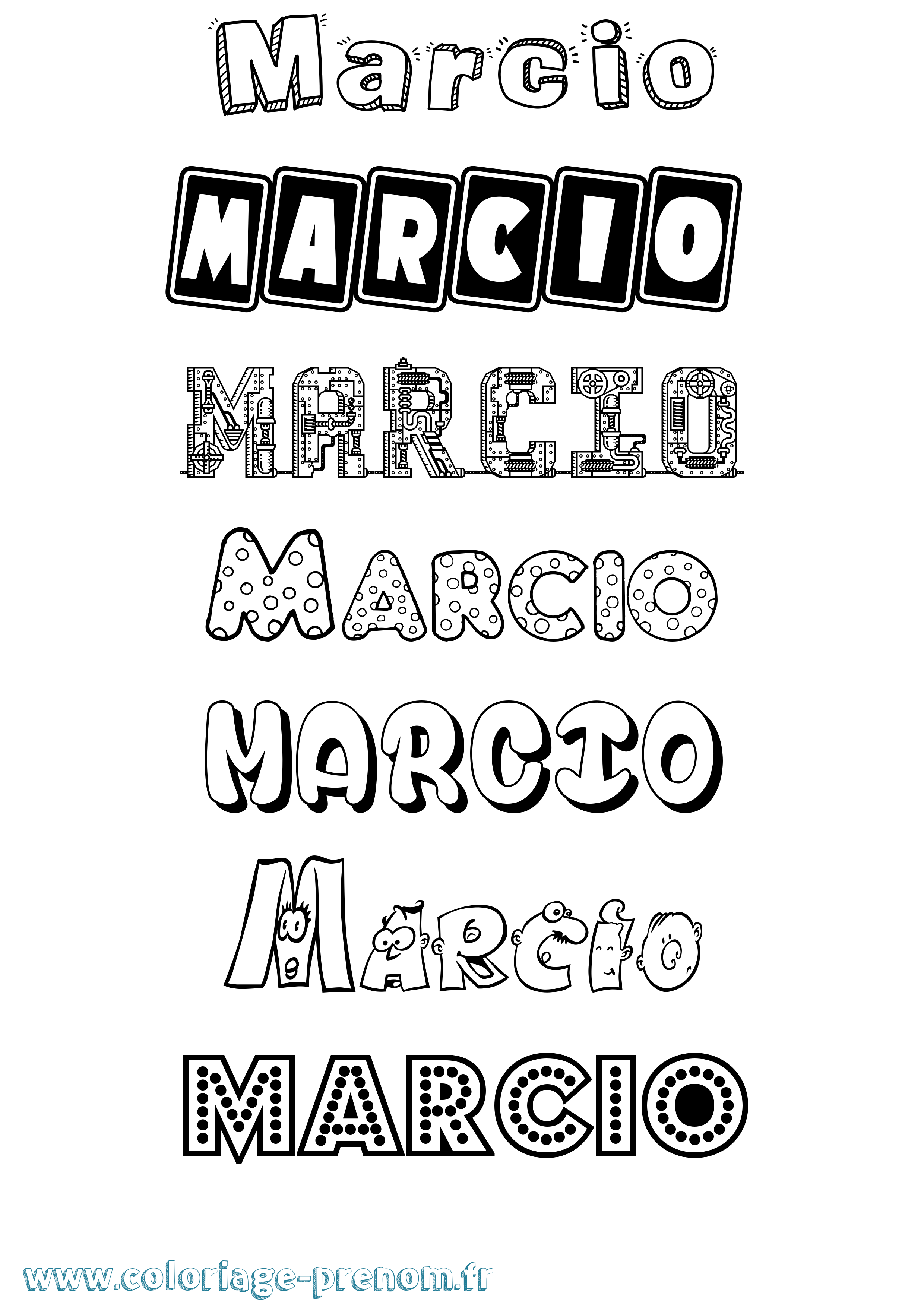 Coloriage prénom Marcio Fun