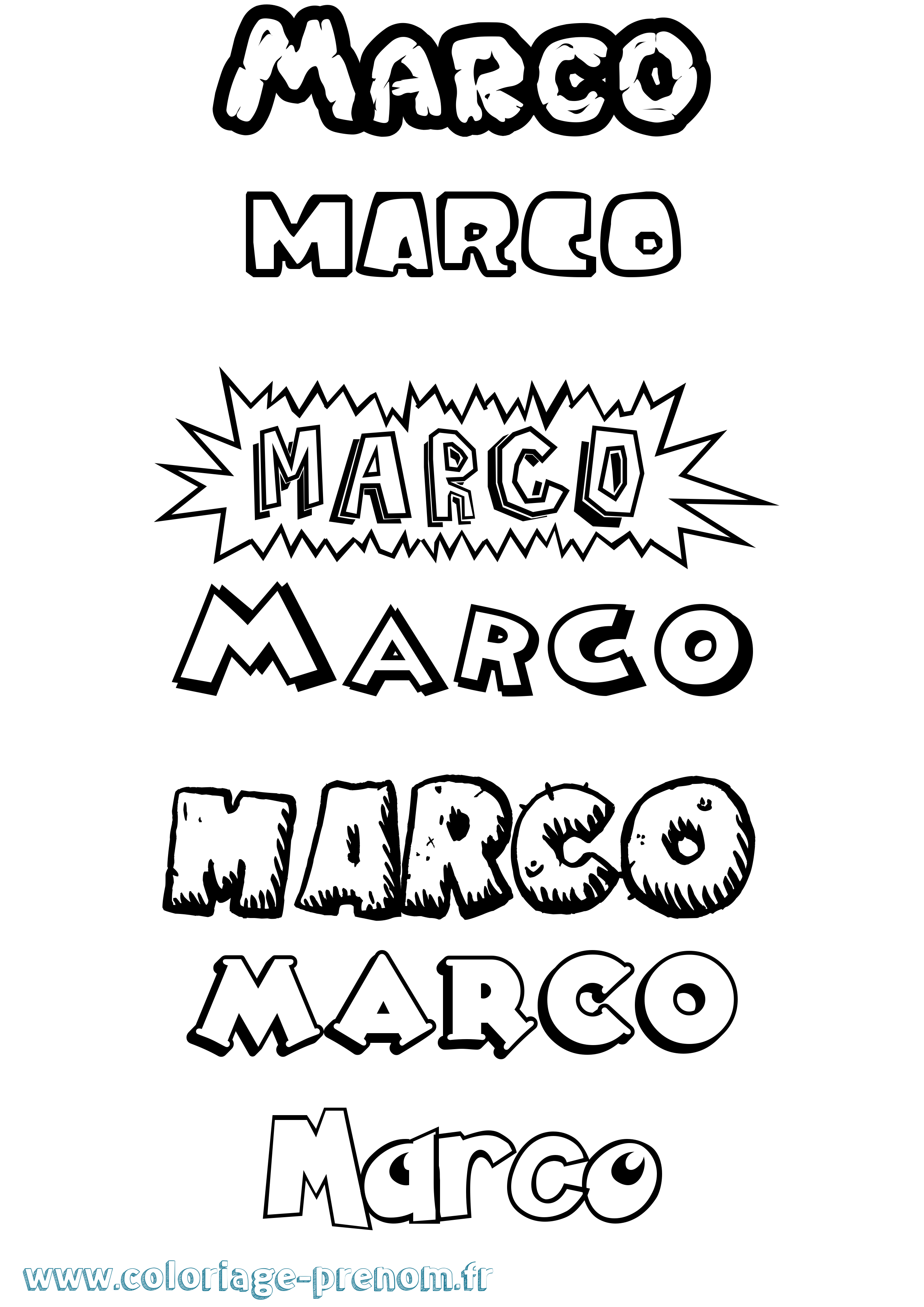 Coloriage Marco Dessin Animé Coloriage prénom Marco Dessin Animé