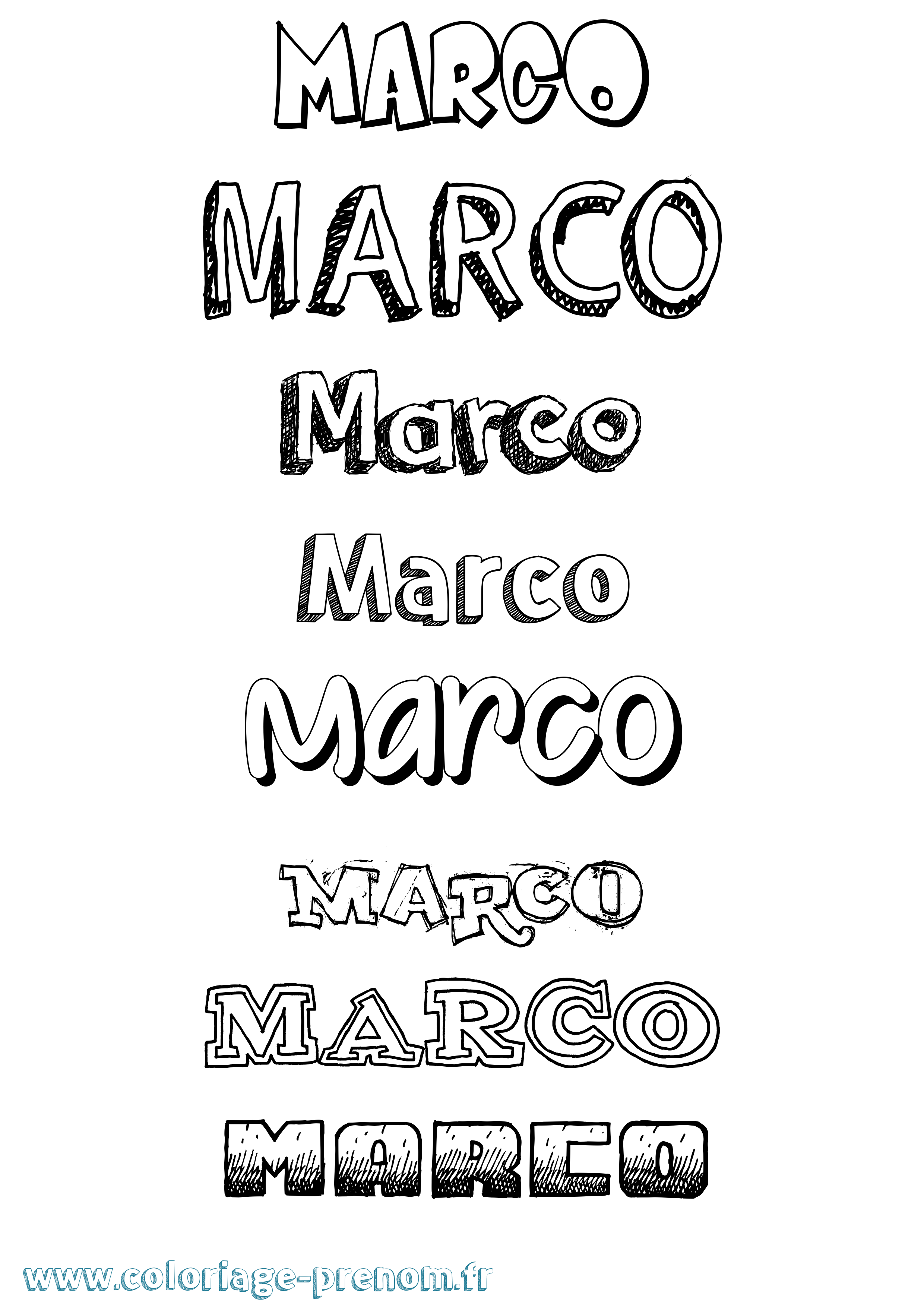 Coloriage Marco Dessiné Coloriage prénom Marco Dessiné